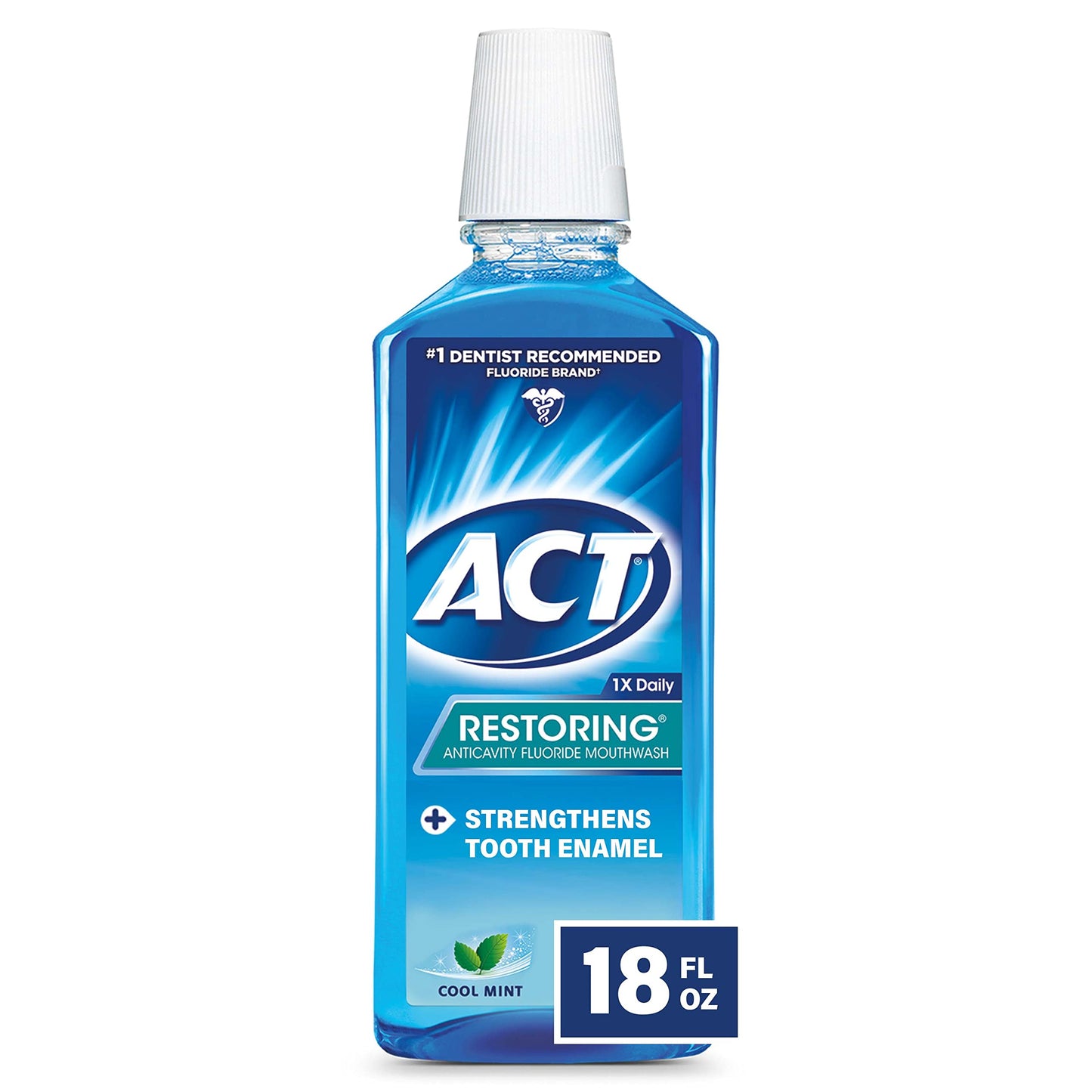 ACT Fluoride Mouthwash Bundle with Restoring 18 fl. oz. Cool Mint and Anticavity 18 fl. oz. Mint Rinses