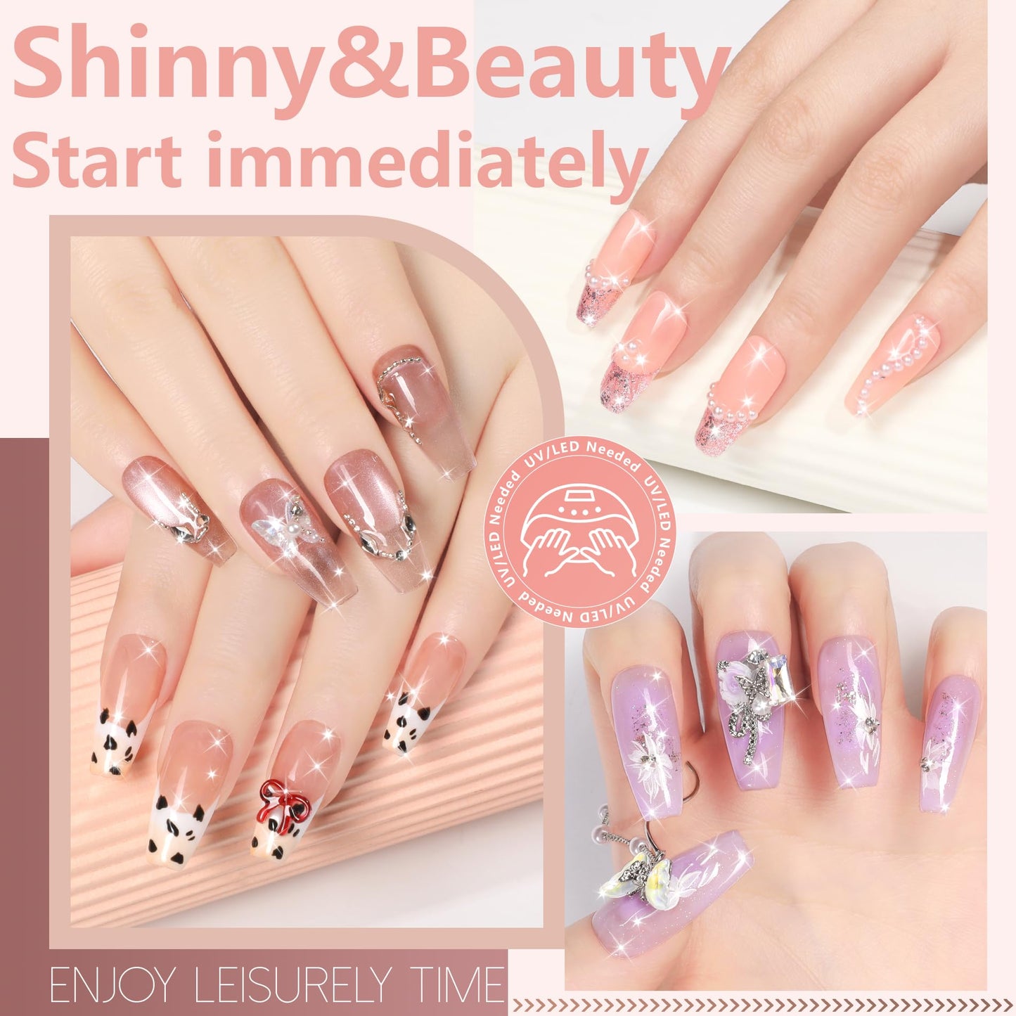 ABAC Nude Color Solid Gel Polish Set,Spring&Summer Hema-free 24 Colors Soak Off Gel Polish Kit with Double-Ended Nail Art Brush for Salon and Nail Art DIY at Home
