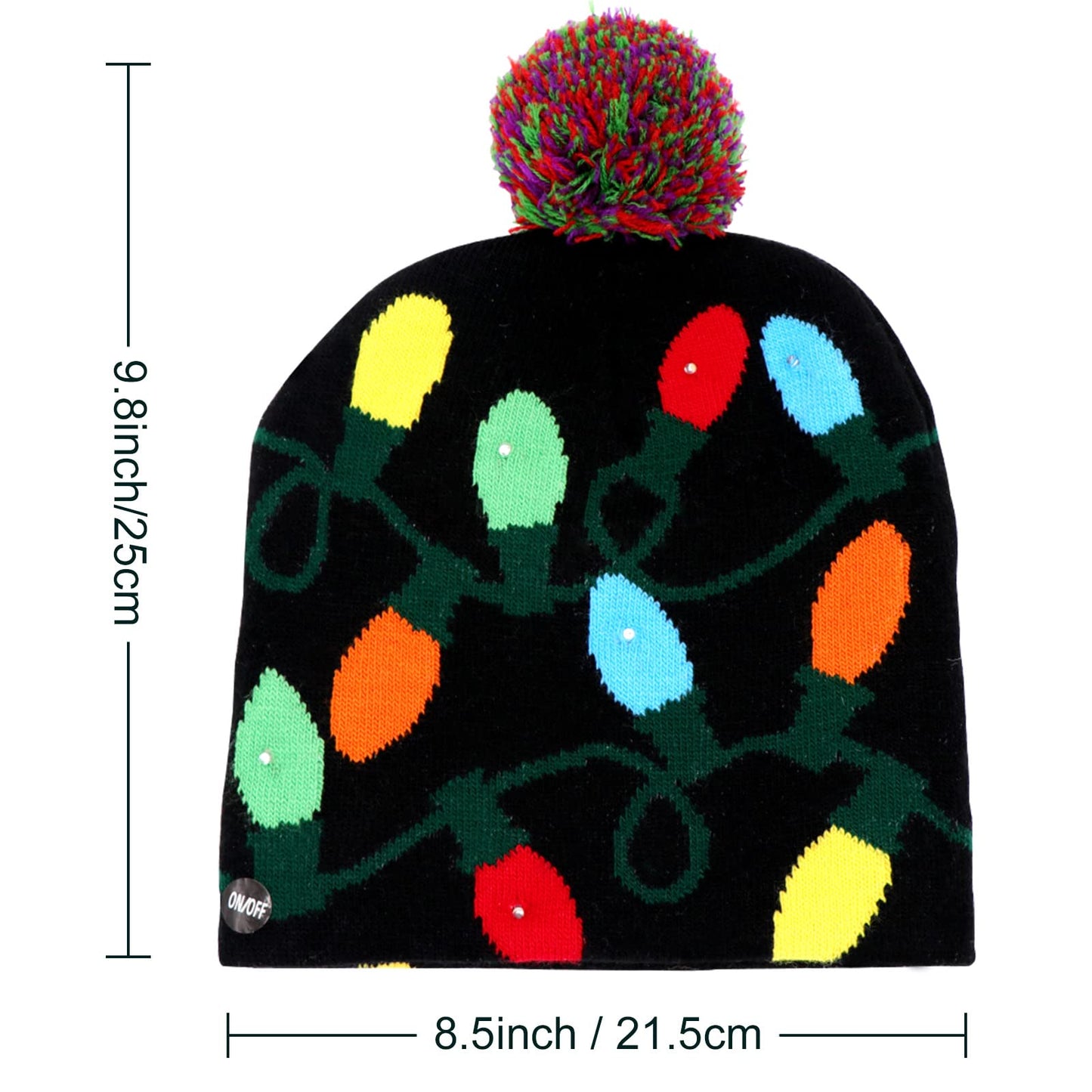 OurWarm LED Christmas Beanie Light up Christmas Hats, Knit Hats with 6 Colorful LED Lights, Unisex Winter Snow Hat Sweater Ugly Holiday Hat Party Beanie Cap Black