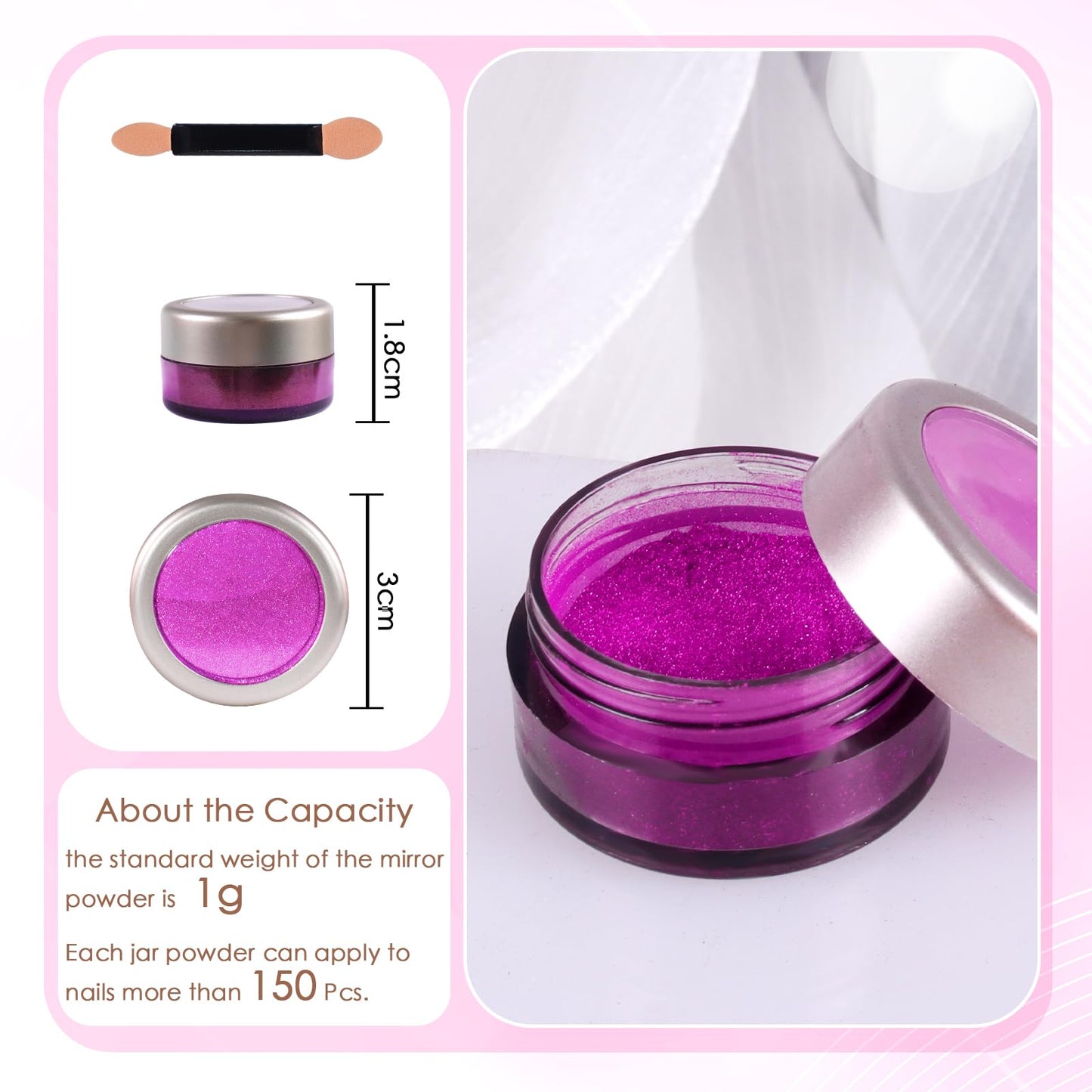 Laza Chrome Nail Powder Mirror Effect Metallic Dust Holographic Glitter Glazed Manicure Decoration Reflective Pigment for DIY Gel Polish Nail Art, Resin Craft, Gifts - Orchid Purple