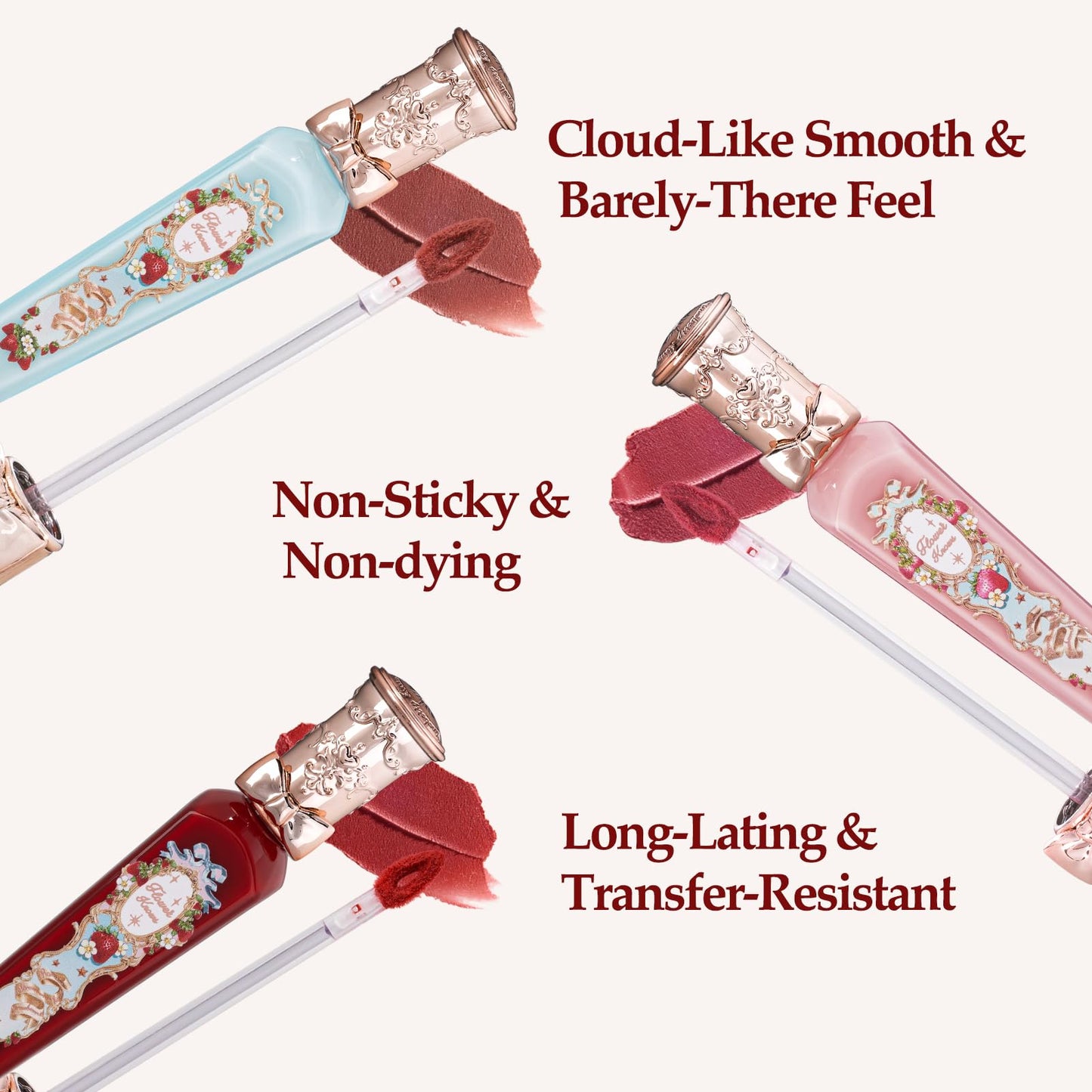 Flower Knows Strawberry Rococo Cloud Lip Cream Matte Liquid Lipstick-Long Lasting&Highly Pigmented Lip Stain -Velvety Waterproof Lip Makeup for Girls&Women-0.12 Fl Oz,1 Count(S02 Peachy Milk)