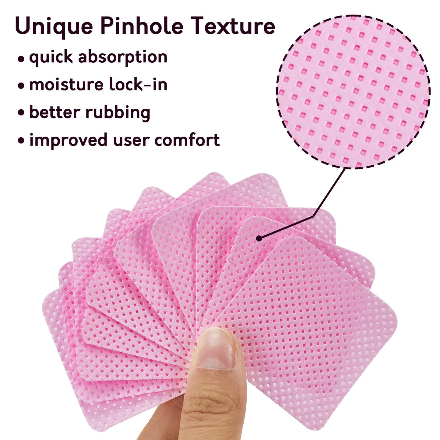 1080PCS Pink Lint-Free Nail Wipes, Non-Woven Polish Remover Wipes - Absorbent Pads for Eyelash Extensions, Nail Art & DIY Beauty Projects