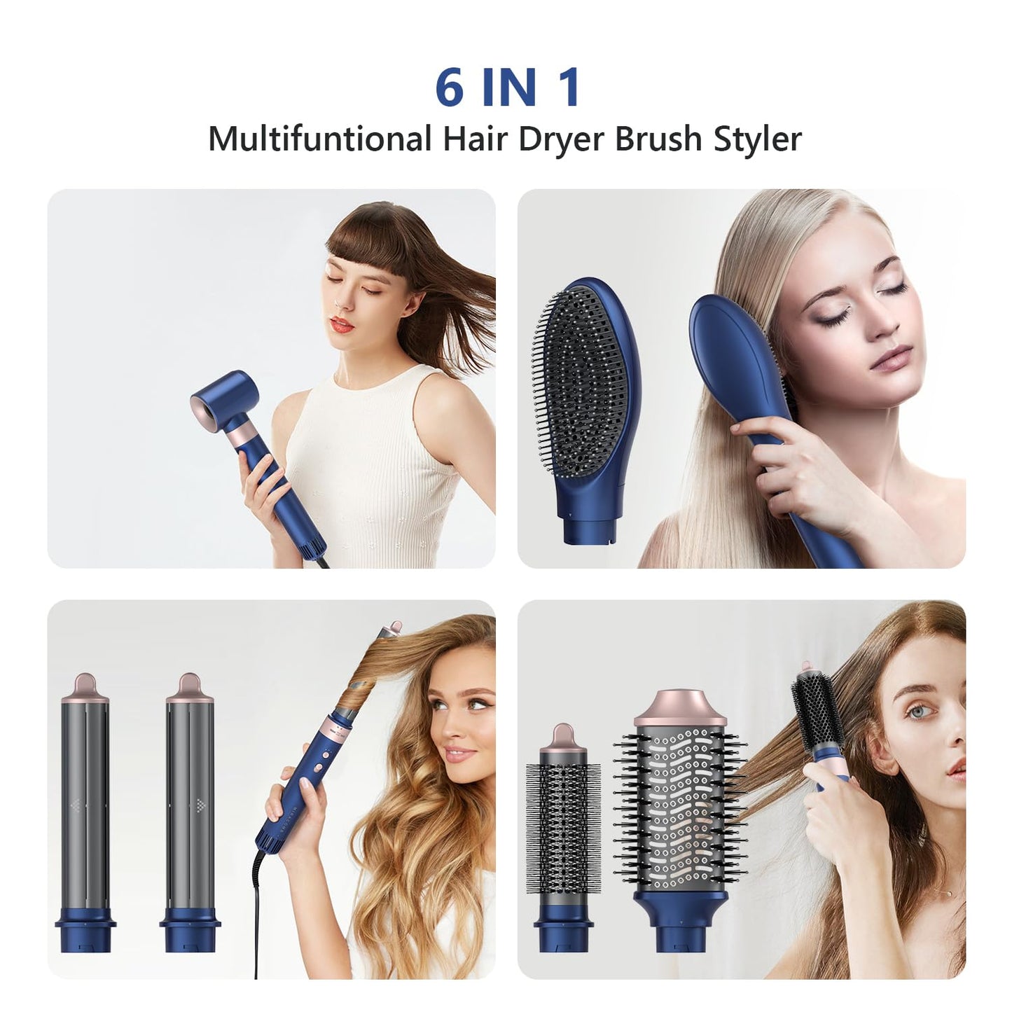 Hair Dryer Brush Professional Hair Multi-Stylers - MIRACOMB Ionic Hot Air Styling System with Auto Wrap Curlers, Brushless Motor, Intelligent Heat Control - Fast Drying - Versatile for All Hair Types