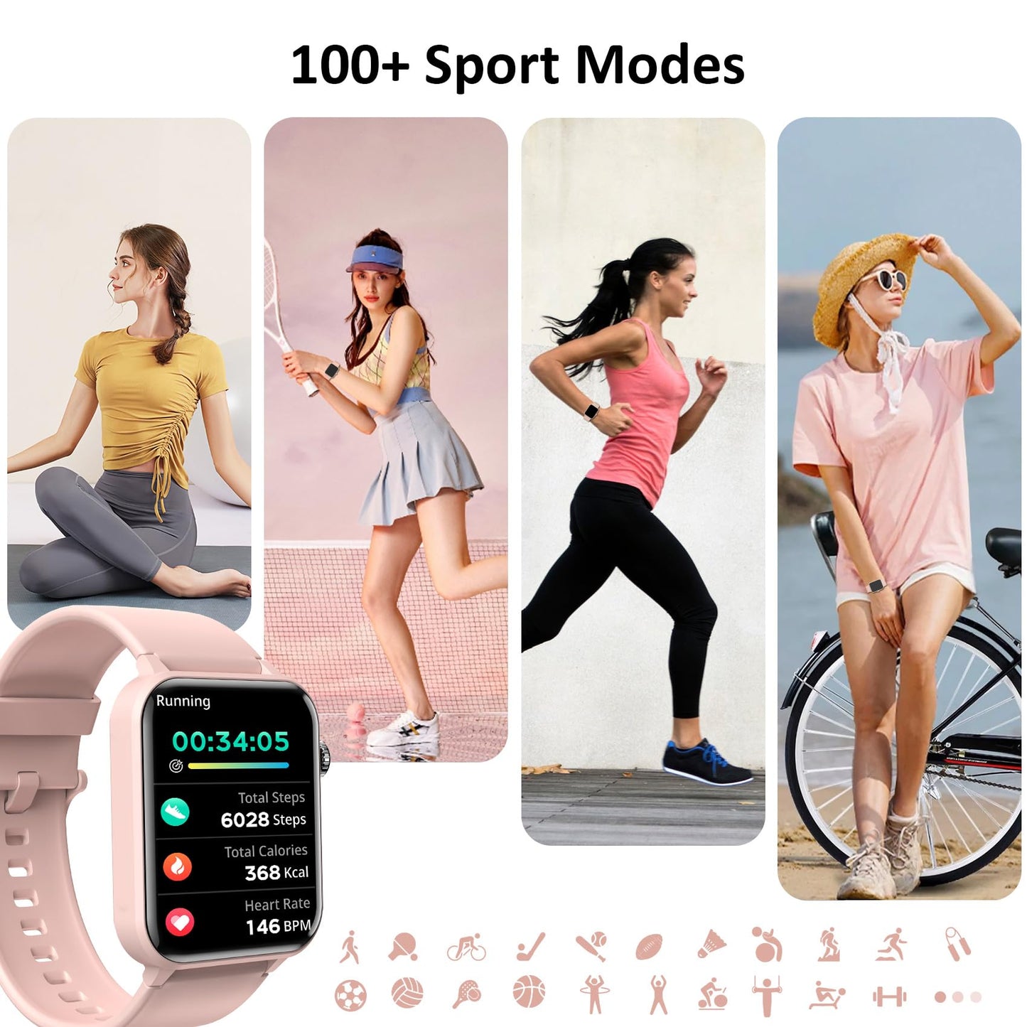 Blackview Smart Watches for Women(Make and Answer Calls),1.85''HD Screen Fitness Tracker Watch,100+ Sport Modes,SpO2/Heart Rate/Sleep Monitor for Android iPhone