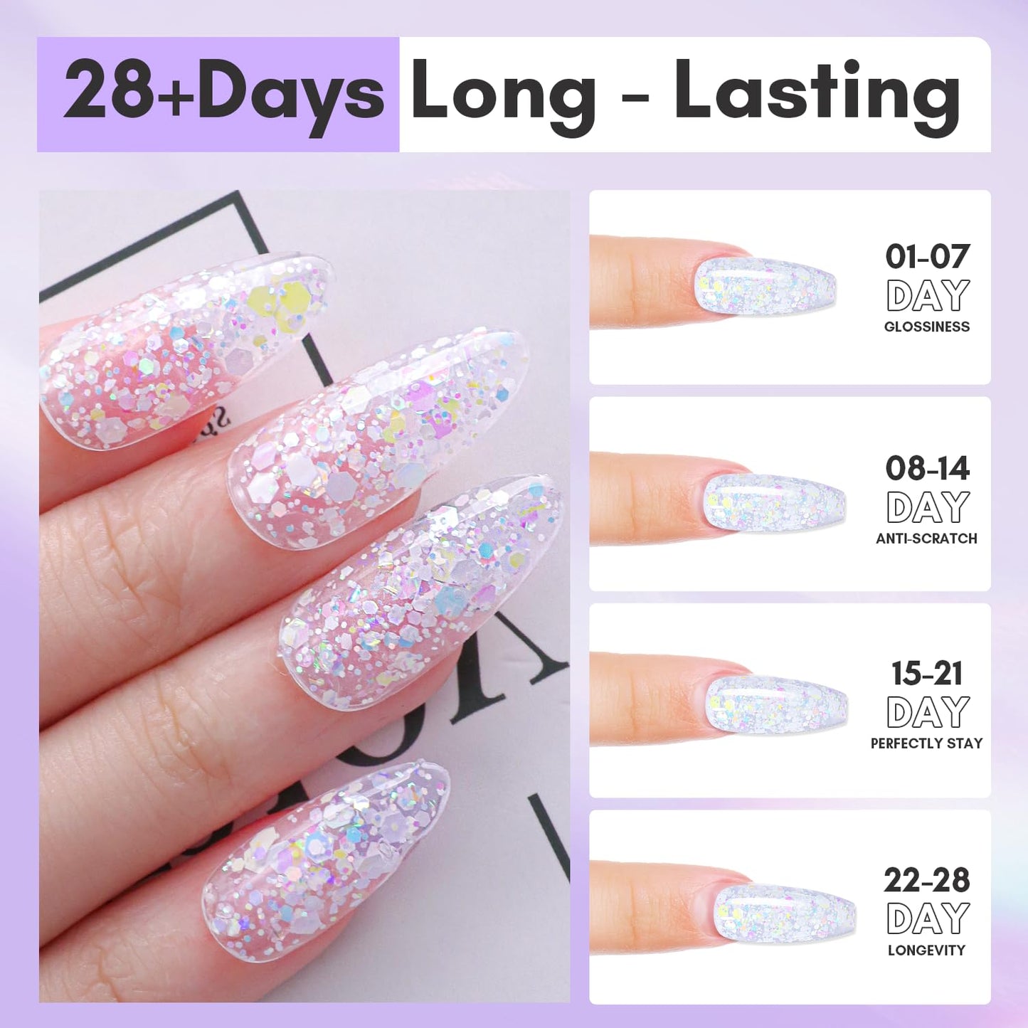 Makartt Poly Nail Gel - Giltter Mixed 50ML Builder for Shiny-Looking, Strengthener 3D Diy Hard Gel Manicures Salon or Home-Lustrous Aurora