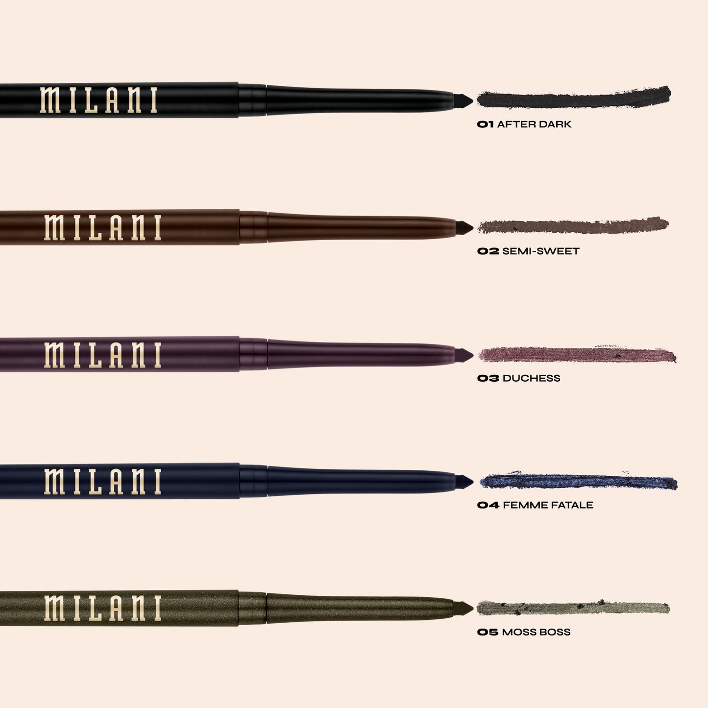 Milani Stay Put Eyeliner - After Dark (0.01 Ounce) Cruelty-Free Self-Sharpening Eye Pencil with Built-In Smudger - Line & Define Eyes with High Pigment Shades for Long-Lasting Wear
