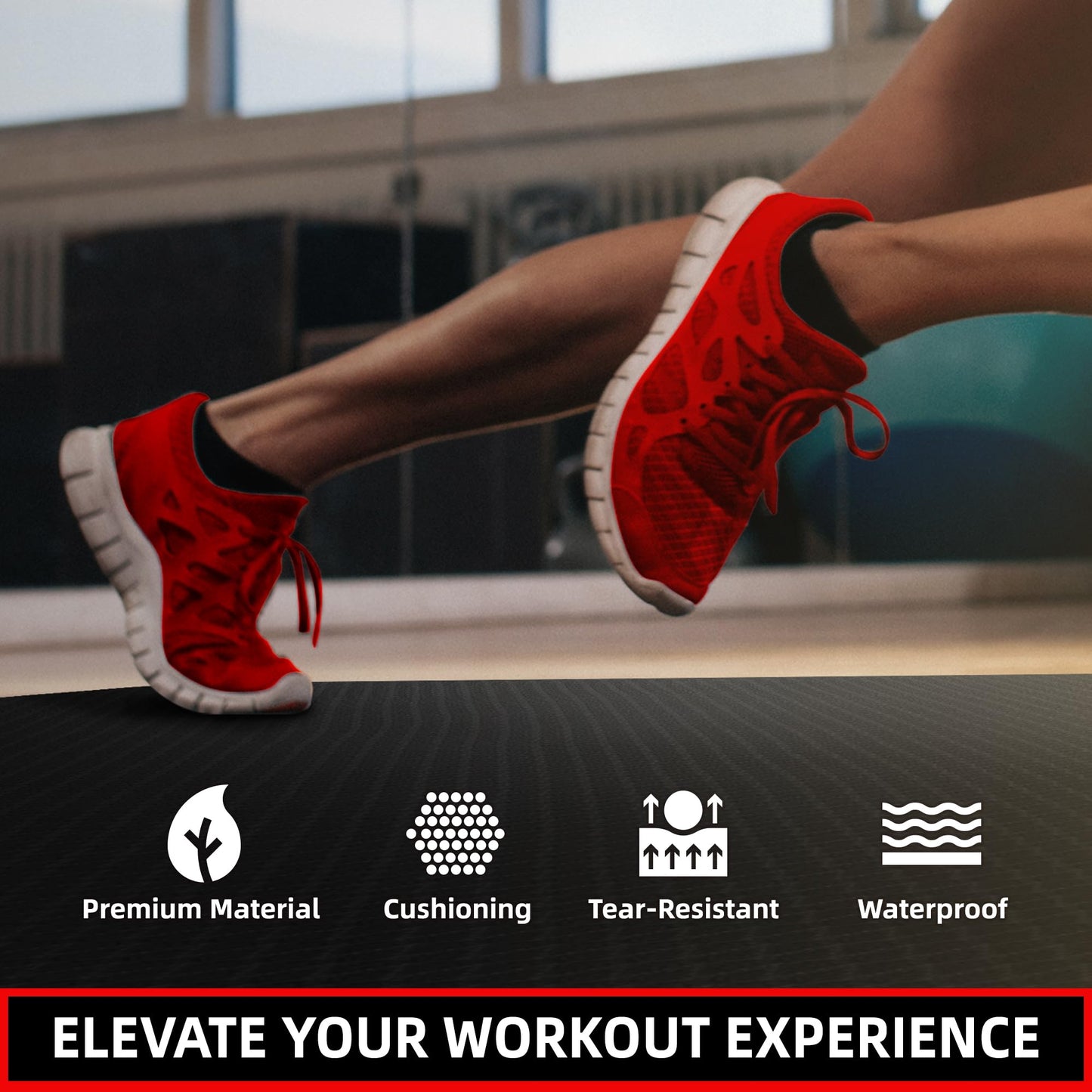 GymCope Treadmill mat, 48"x24" Exercise Equipment Mat for Hardwood Floor Carpet Protection, 6mm Thick, Exercise Bike Mat Pad for Indoor Cycles, Rowing Machine, Elliptical