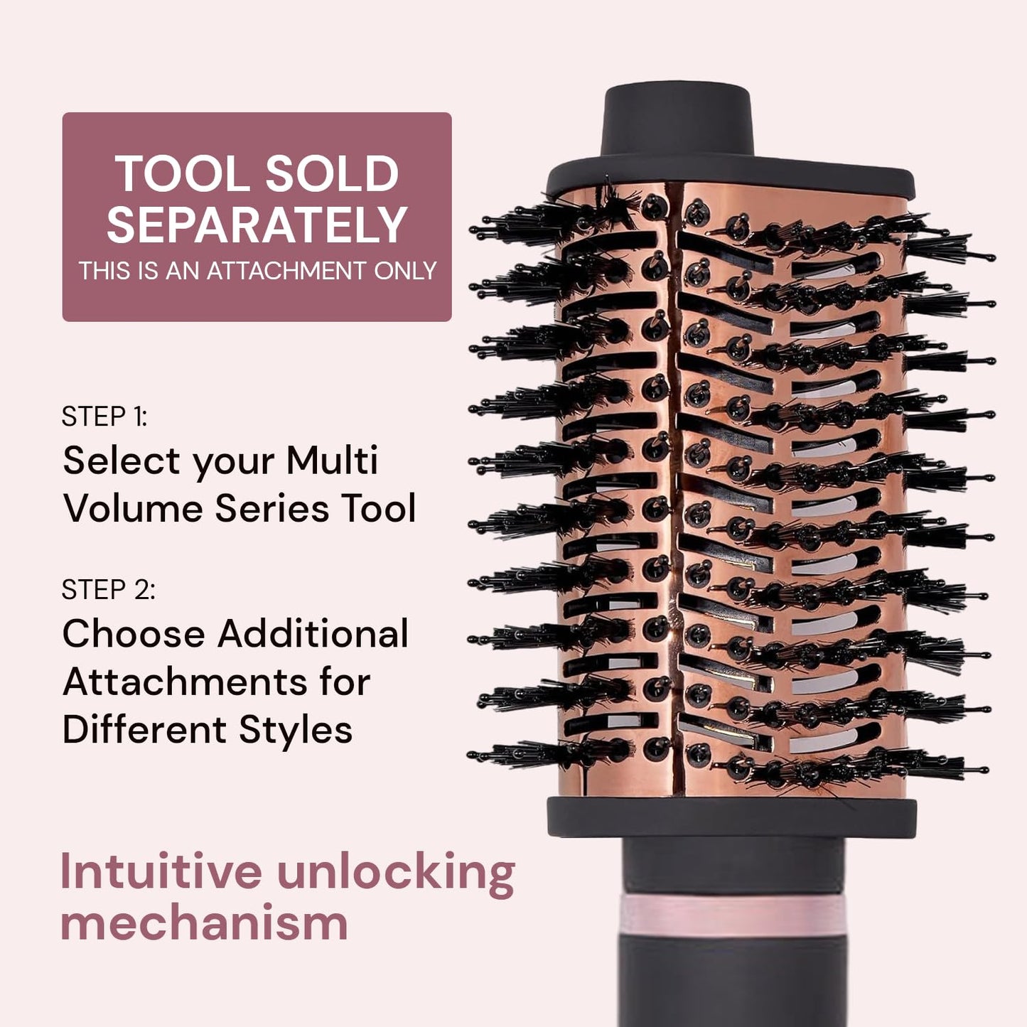 L'ANGE Hair Multi-Volume Series | 2-1 Interchangeable Dryer Brush | (Attachment - Black - Teardrop 60mm)