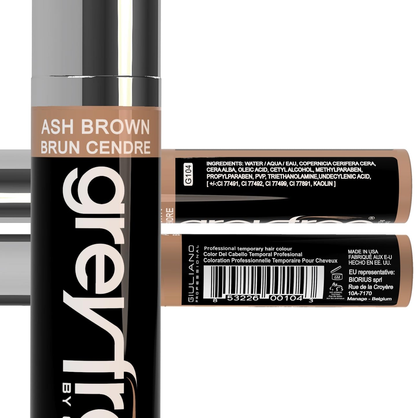 Greyfree Root Touch-Up Hair Mascara Temporary Gray Roots Concealer (ASH BROWN)