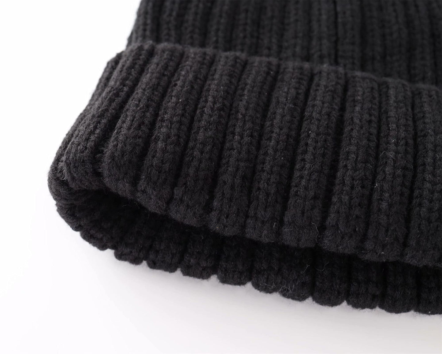 Connectyle Unisex Knit Daily Beanie for Women Slouchy Ribbed Winter Beanie Hat Cuffed Ski Cap Black