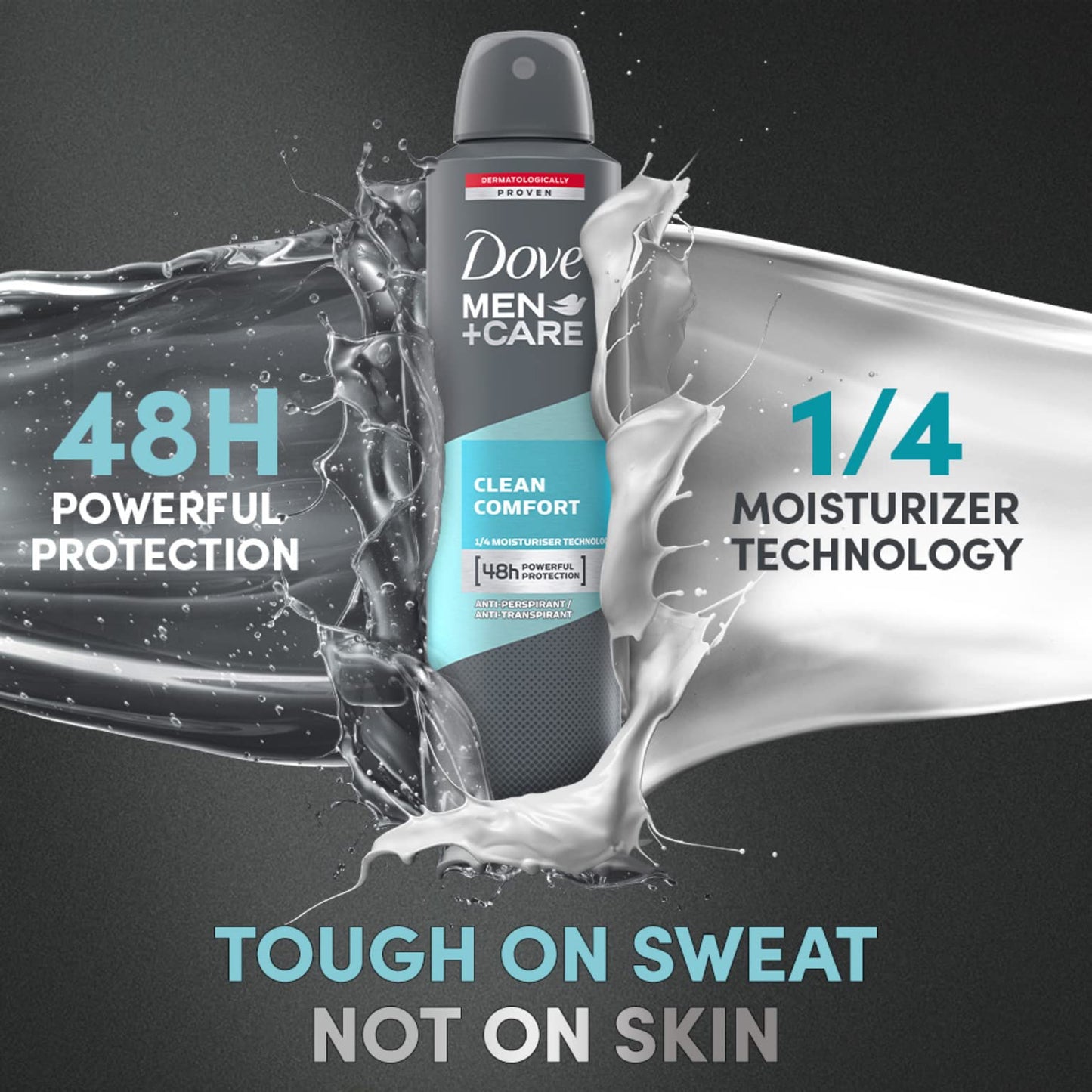 Dove MEN + CARE Clean Comfort Antiperspirant Deodorant 48 Hour Protection, 250 ml, Pack of 6