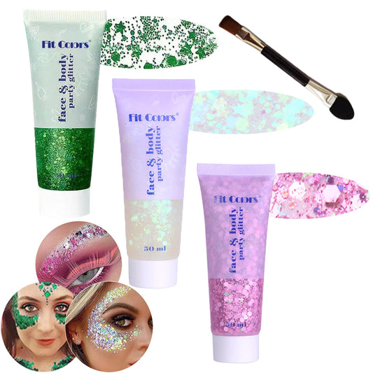 Green Face Body Glitter, St Patricks Day Face Glitter Makeup, Green Face Paint Holographic Chunky Sequins Glitters for Eye Lip Hair Nails, Festival Rave Accessories, 150ml