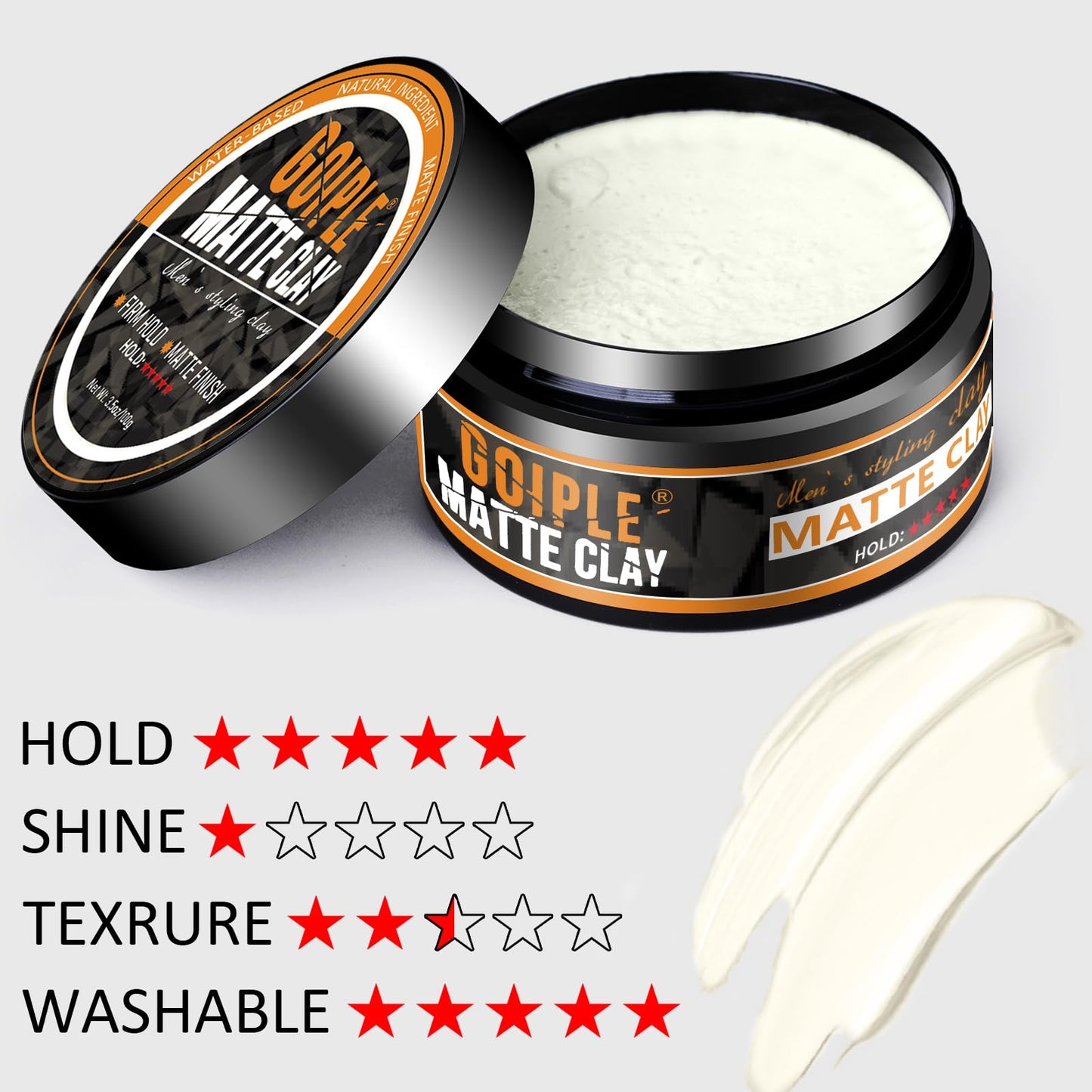 Matte Clay Firm Hold Hair Clay for Men Water Based & Hair Styling Powder for Natural Finish Volumizing & Texturizing Hair Powder & Sea Salt Spray for All Hair Adds Instant Thickness Light Hold (3PCS)