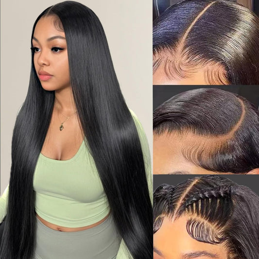 13x6 Lace Front Wigs Human Hair Straight Wigs Human Hair 200% Density Pure Human Hair Wig Pre Plucked Human Hair HD Lace Front Wigs With Baby Hair Frontal Glueless Wigs Human Hair for Women 30 Inch