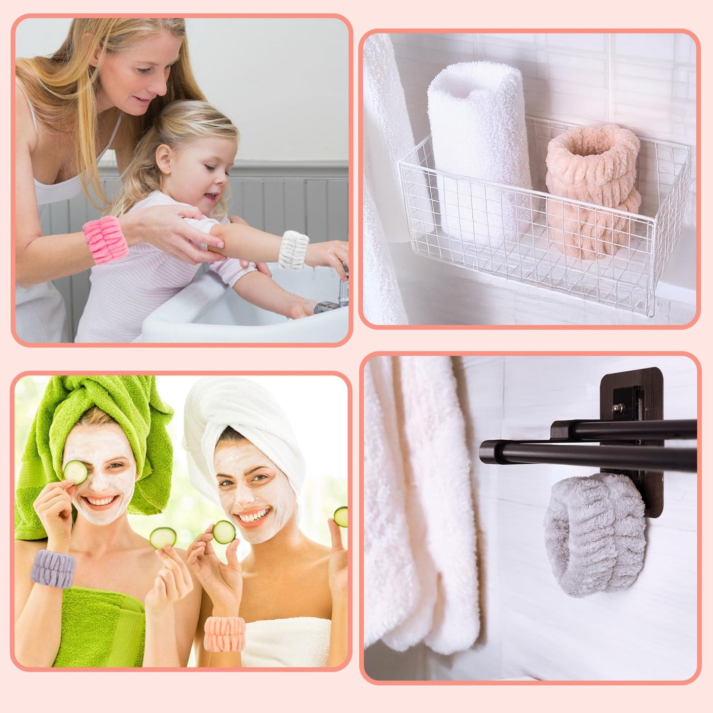 Women's Microfiber Face Washing Wrist Towels - Absorbent Wristbands and Spa Sweatbands for Girls, Prevent Water from Spilling Down Arms (10PCS)