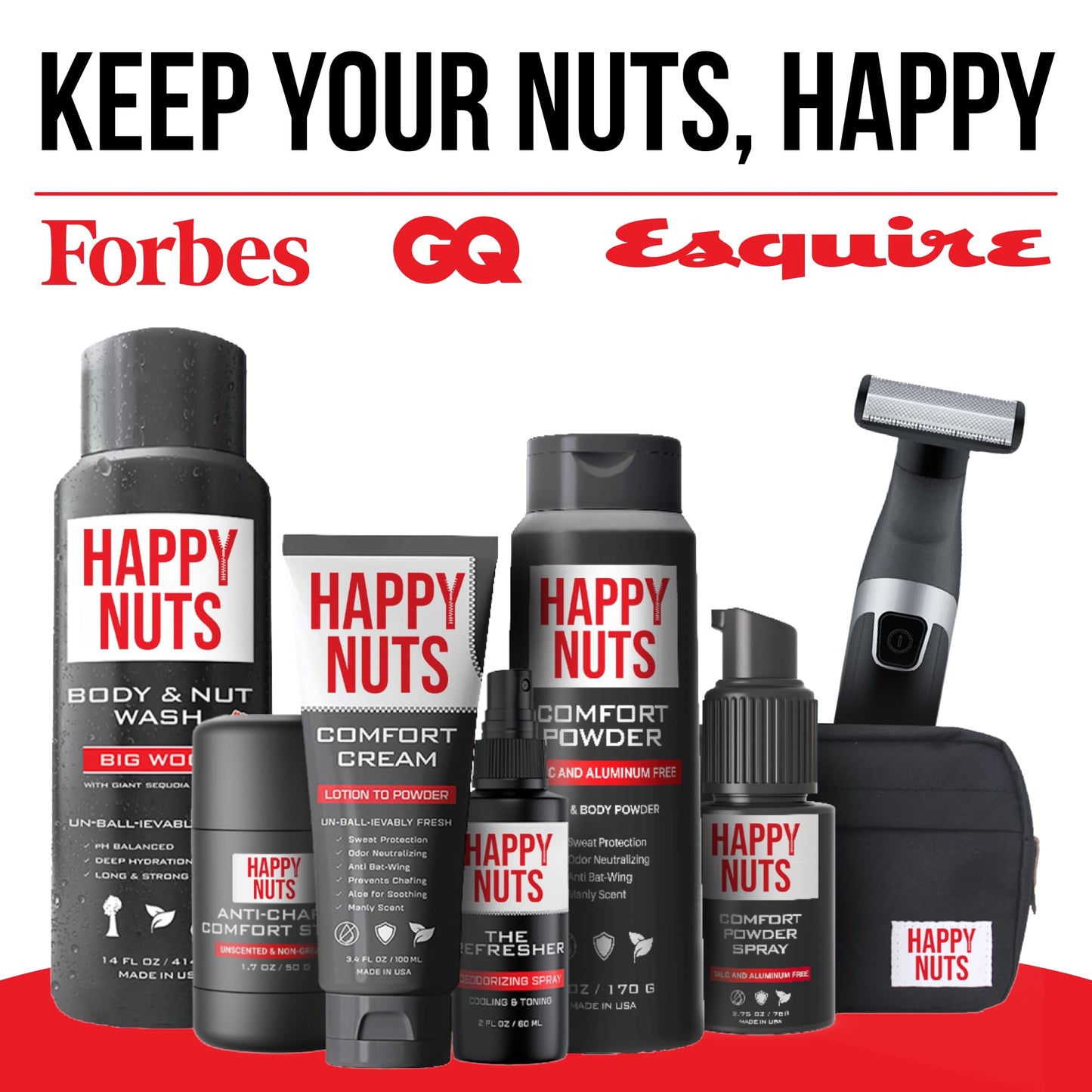 Happy Nuts Comfort Powder Spray: Anti Chafing & Mens Deodorant, Aluminum-Free, Sweat and Odor Control for Jock Itch, Groin and Men's Private Parts (2.75 Ounce (Pack of 3), Original)