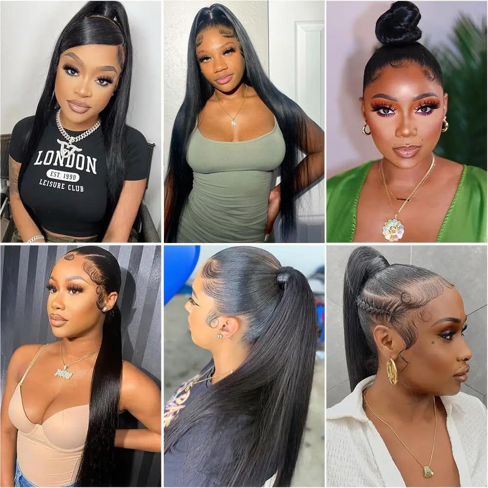 360 Frontal Striaght HD Transparent Lace Frontals 12A Brazilian Virgin Human Hair Lace Frontal Closure Natural Black (Full Lace Frontal, 22 Inch)
