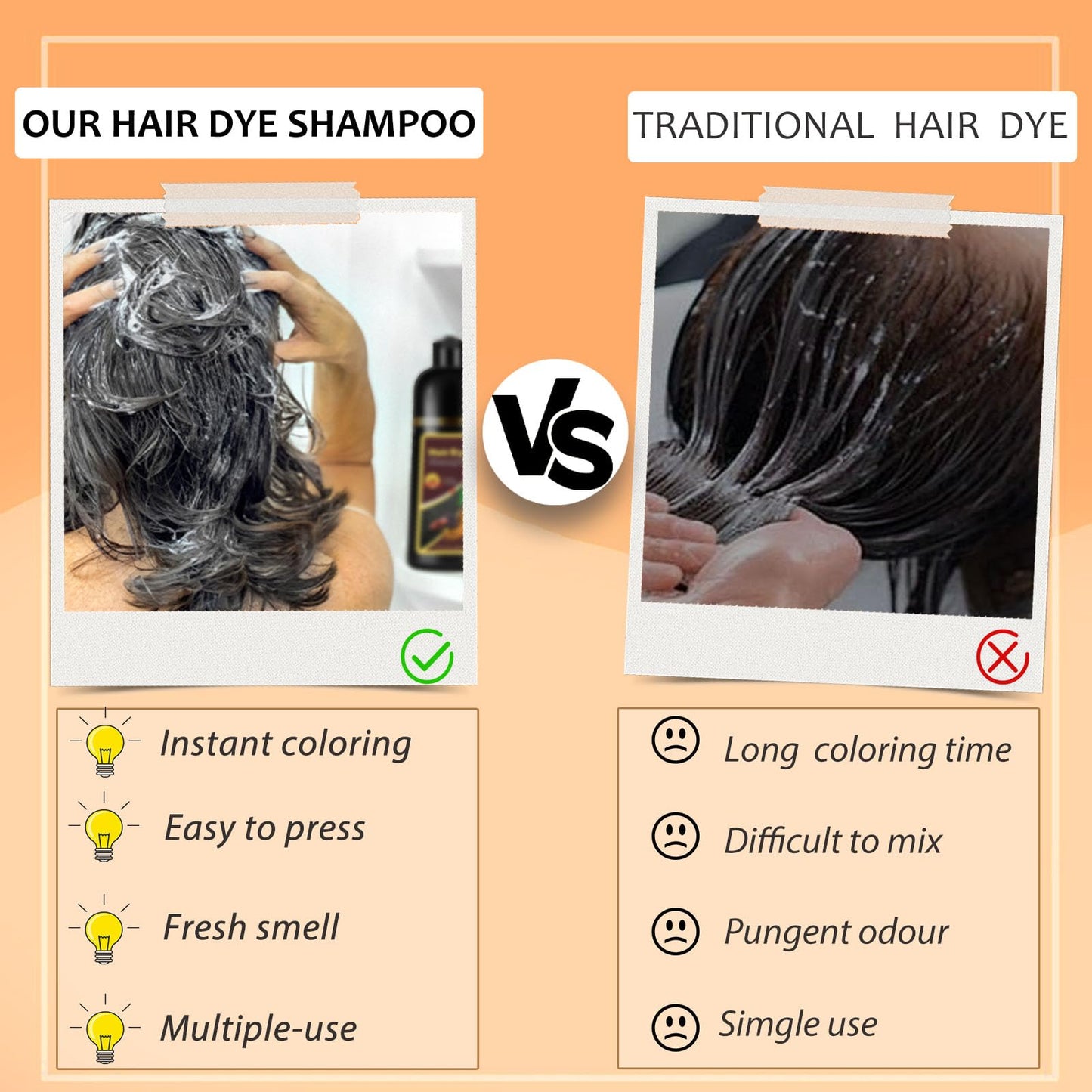 Hair Dye Shampoo 3 in 1, Long-Lasting Hair Color Shampoo with Herbal Ingredients, Instant Magic Hair Dye, Easy Application Shampoo Para Canas for Women Men 16.9 Fl Oz (Cherry Brown)