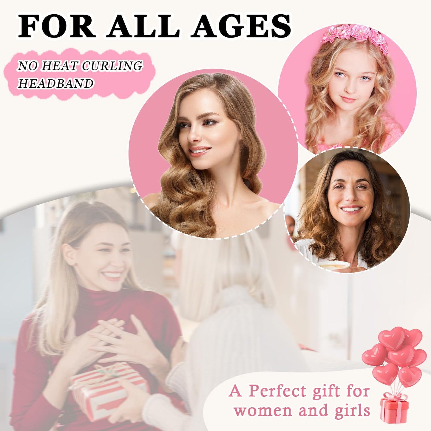 Gwabee No Heat Overnight Curl Headband - 70" Soft Ribbon Wrap for Long Hair, 9 PCS Curling Rods Set - Leopard Print Curls Headband