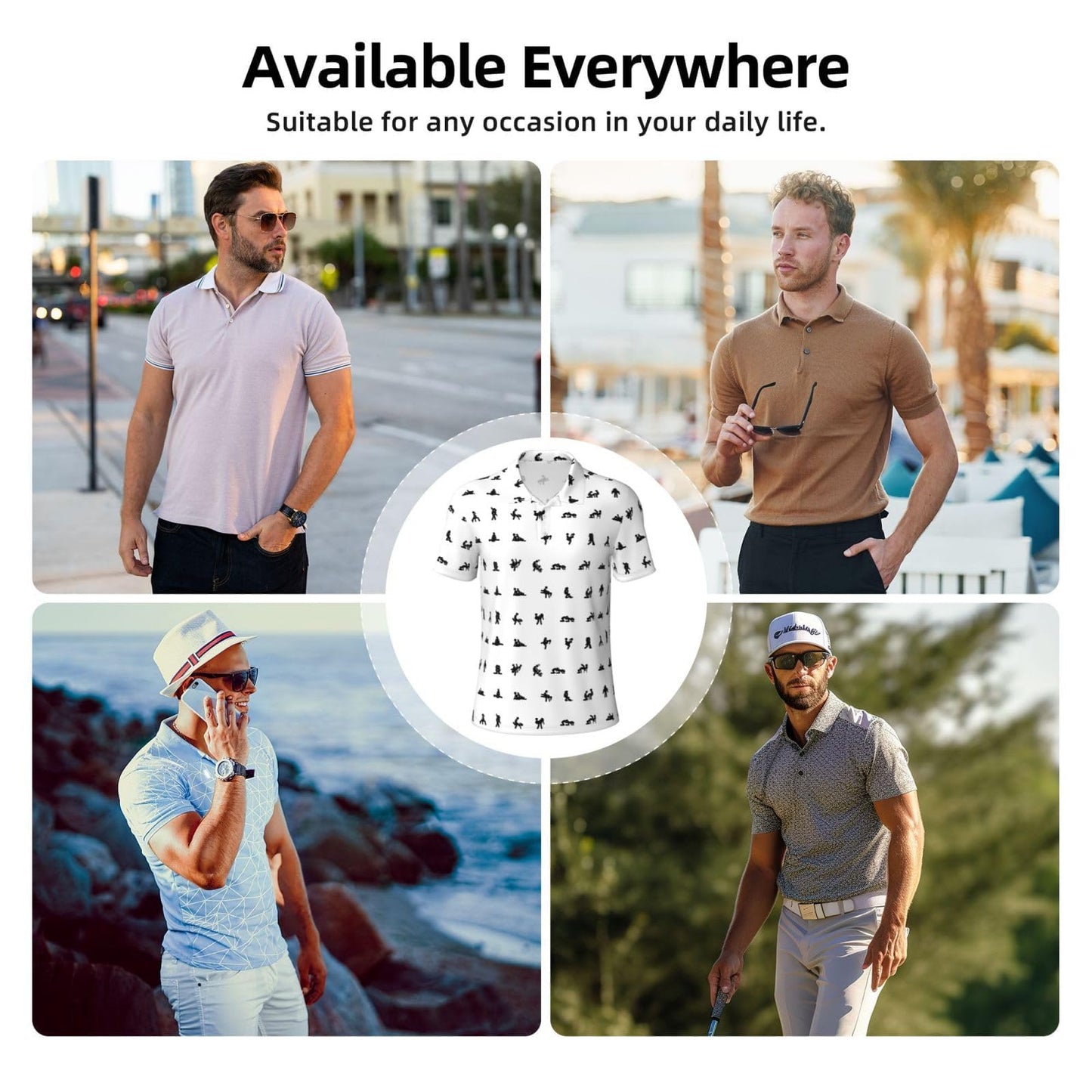 Sex Education Golf Shirts for Men, Funny Golf Polo Moisture Wicking Dry Fit Short Sleeve White