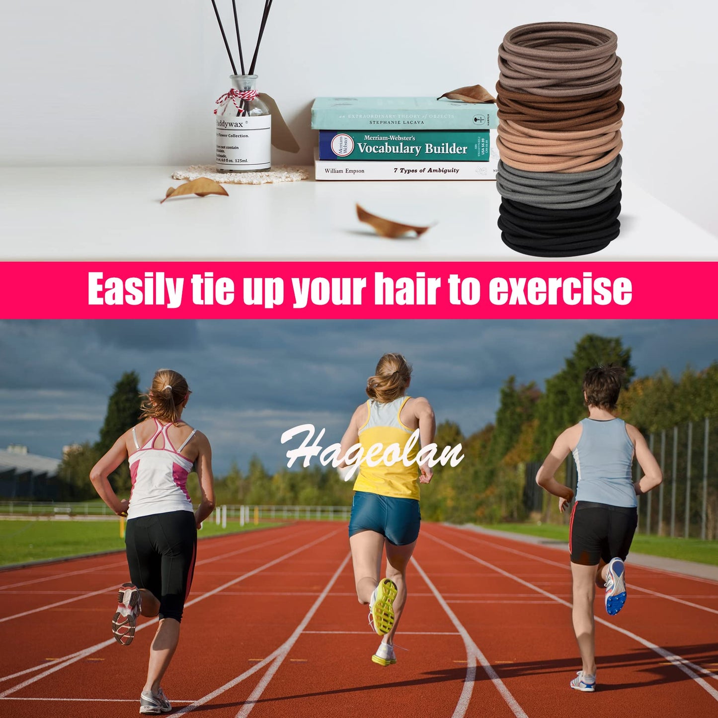 Hageolan Multy-Colored Hair Ties, 120 PCS Large Elastic Bands, No Damage Ponytail Holders for Thick Hair, Women, Men and Girls