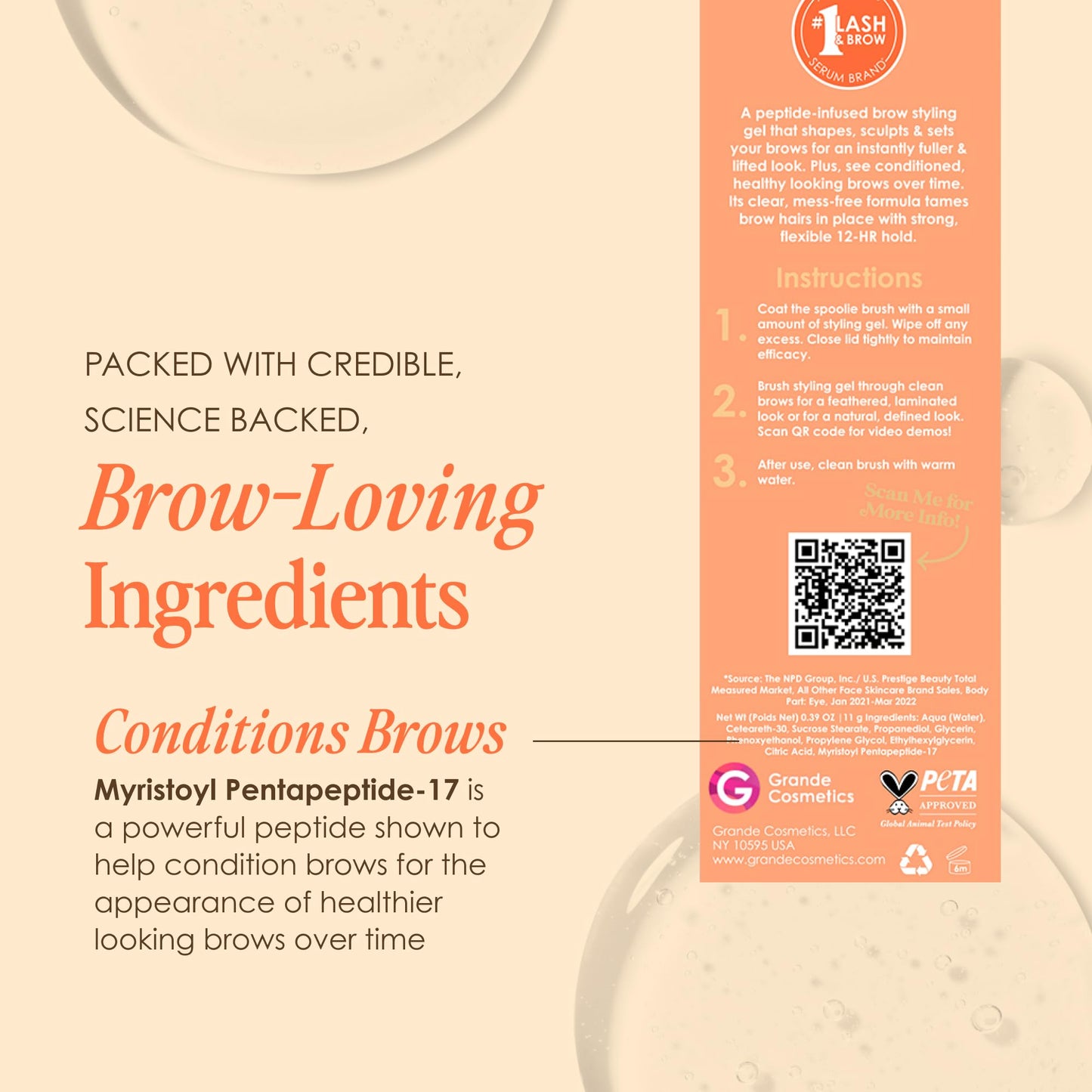 Grande Cosmetics Brow Lamination Gel | DIY Eyebrow Lamination | Shapes, Sculpts & Sets With 12-Hour Hold | Conditions & Nourishes For Healthier Looking Brows