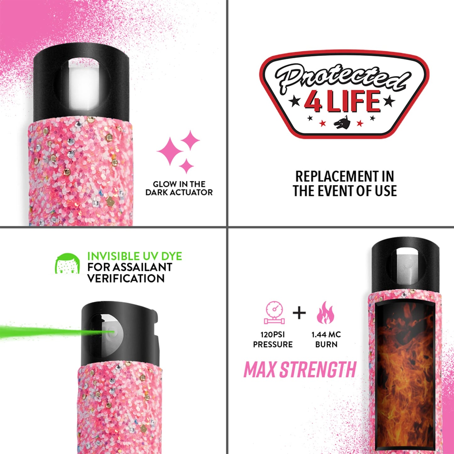 Guard Dog Security Bling it On Pepper Spray, Keychain with Safety Twist Top, Mini and Easy Carry, Lightweight and Fashionable, Maximum Police Strength OC Spray, 16 Feet Range, 0.5 fl oz