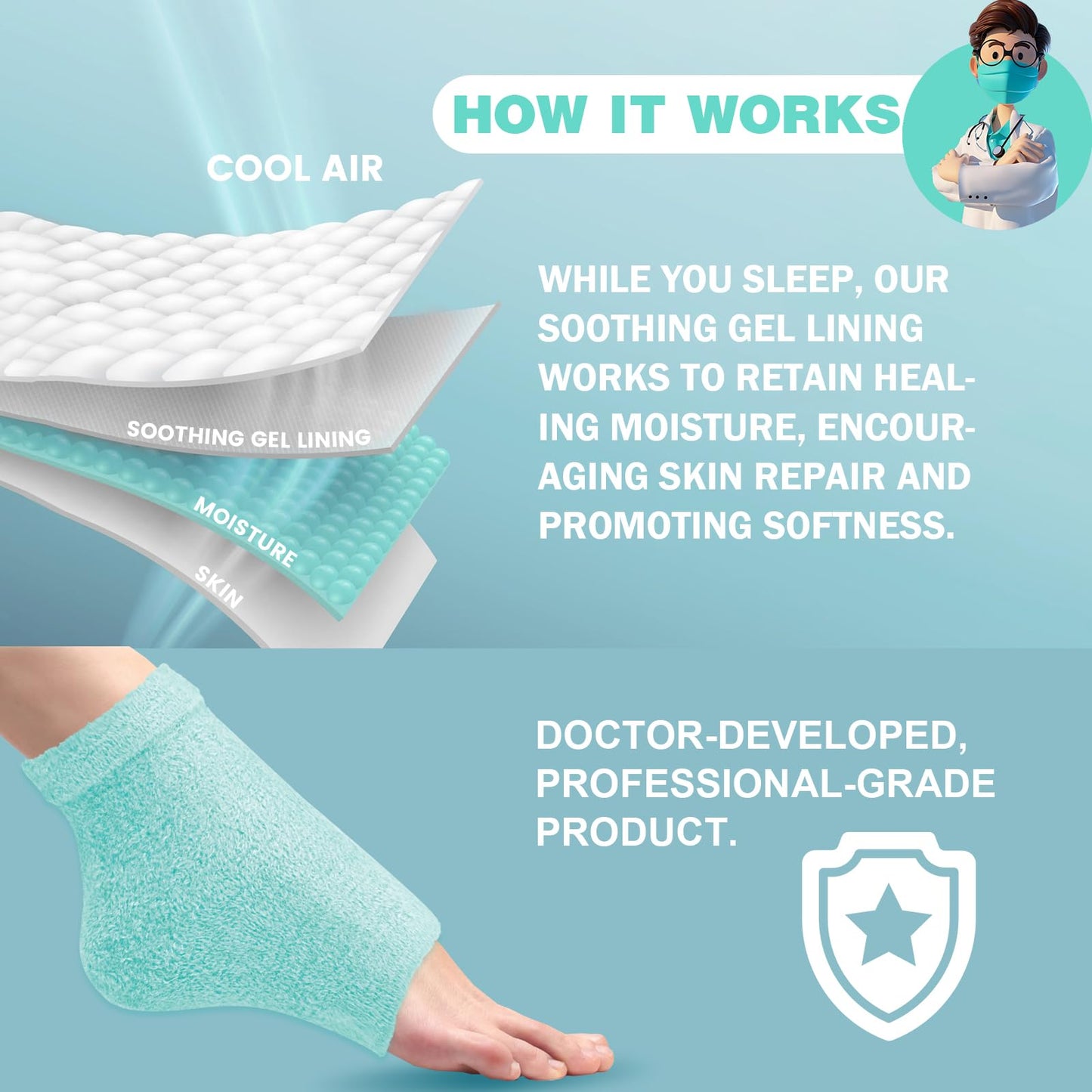 TEAWOO 3 Pairs Fuzzy Moisturizing Heel Socks for Dry Cracked Feet Women, Cracked Heel Repair, Cracked Heel & Dry Foot Treatment (Mint Green)