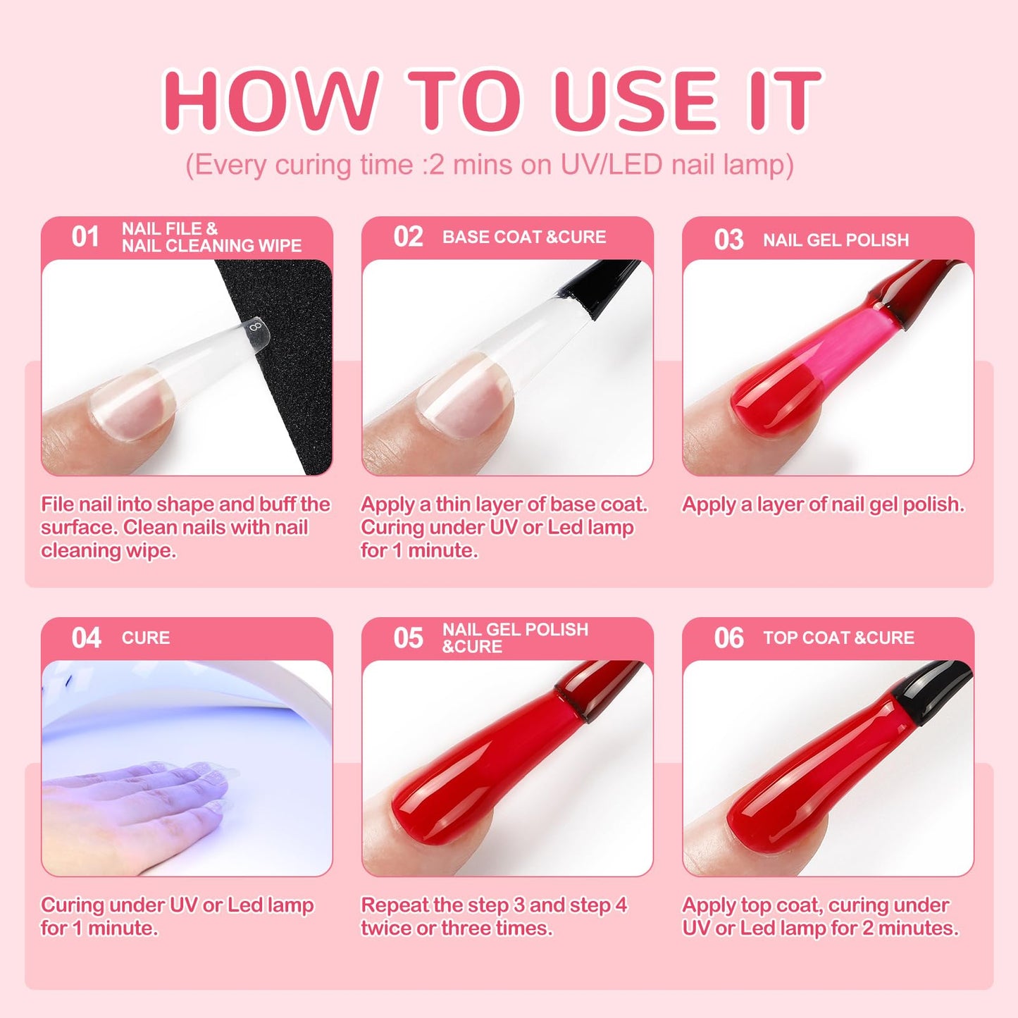 33PCs Gel Nail Polish Kit with U V Light 10 Colors Red Green Pink Gold Silver Sparkle Gel Polish Kit with 5Pcs Glitter/Matte/Glossy Top Base Coat Nail Rhinestones Stickers Manicure Gifts for Women