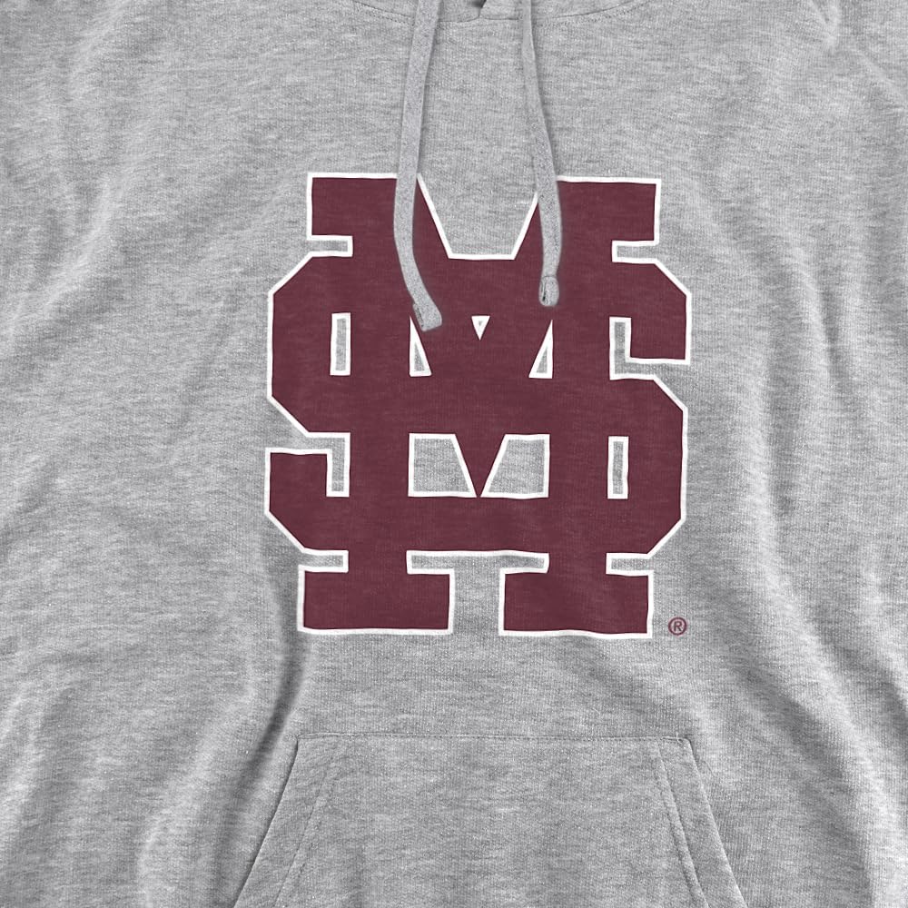 Mississippi State Bulldogs Official Baseball Logo Unisex Adult Pull-Over Hoodie,Athletic Heather, 2X-Large