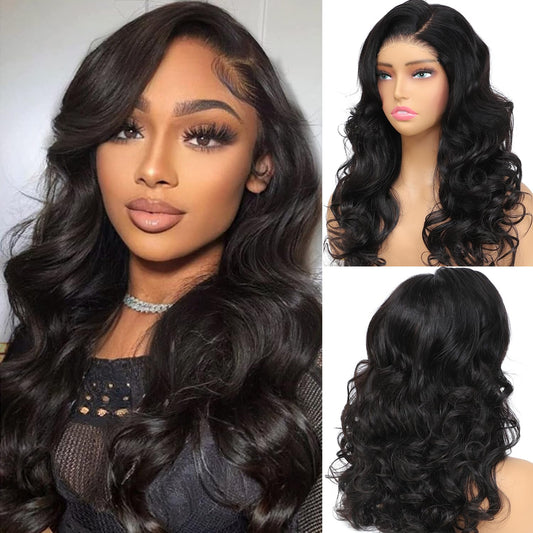 5x5 Pre Cut Lace Front Wigs Human Hair Wear and Go Glueless Wig Pre Plucked Pre Cut 180 Density 5x5 HD Lace Closure Wigs Upgraded Body Wave Transparent Lace Front Wigs for Black Women 22 Inch