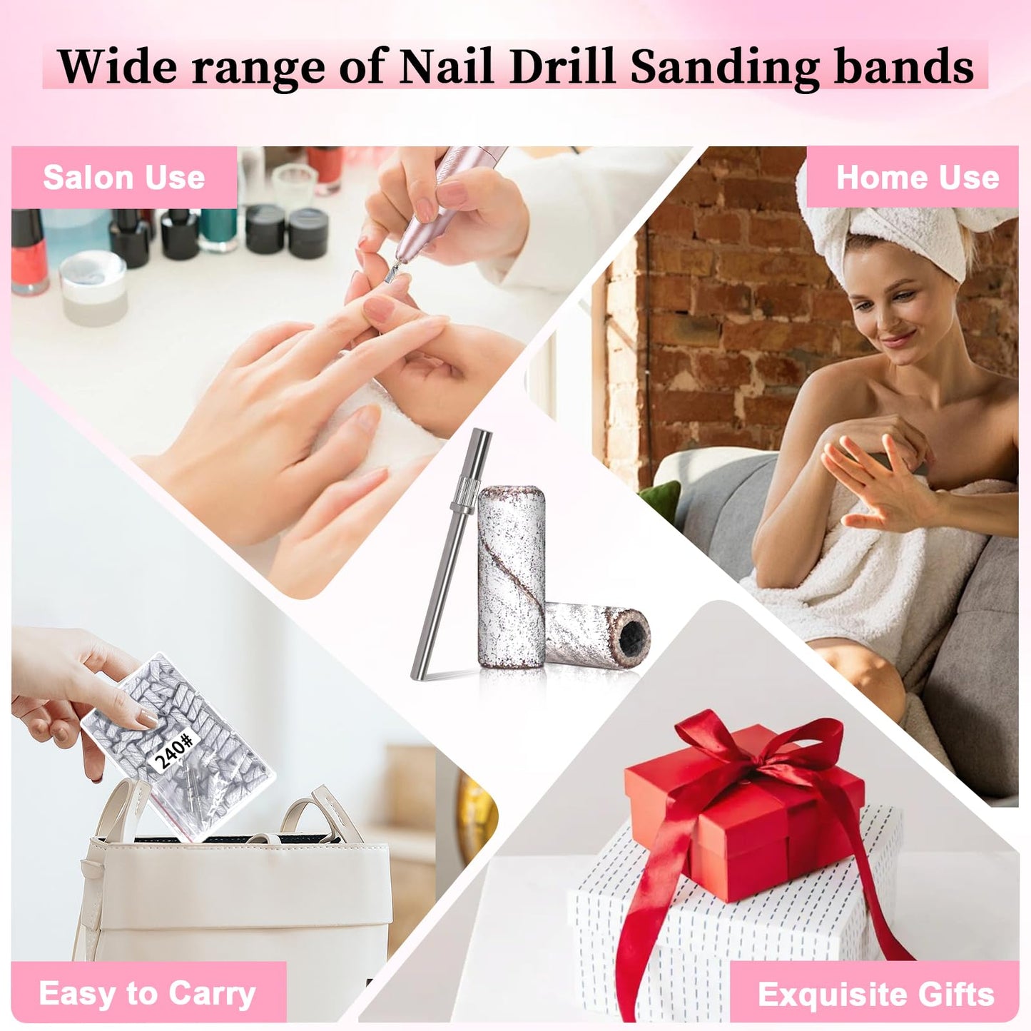 180 Grit Mini Sanding Bands for Nail, 100 Pcs Small Sanding Bands for Nail with 2 Pcs Mandrel Bits, 3.1 MM Nail Sanding Bands for Acrylic Nails Gel Removing Shaping, Manicures and Pedicure