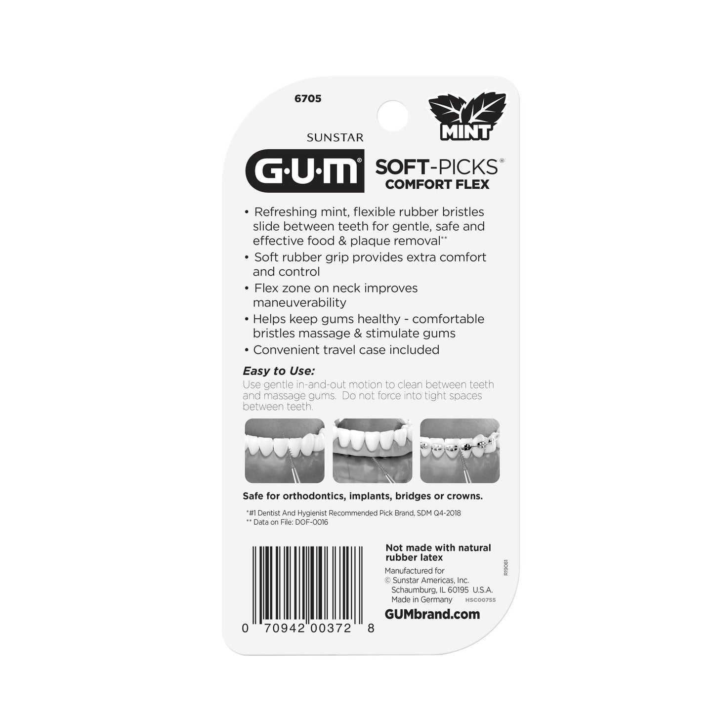 GUM Soft-Picks Comfort Flex, Easy to Use Dental Picks for Teeth Cleaning Health, Disposable Interdental Brushes with Convenient Carry Case, Dentist Recommended Dental Picks, Mint, 80 Count