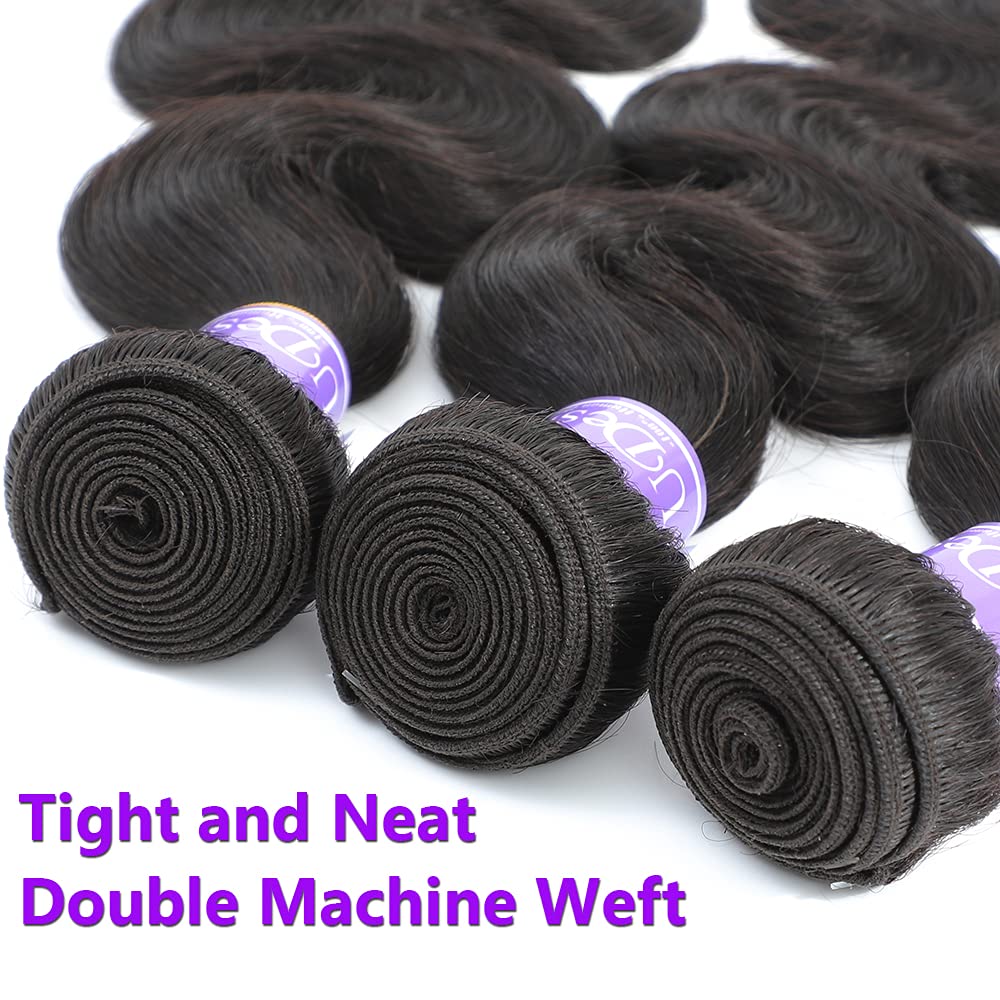 UDesire 12A Grade Brazilian Body Wave Human Hair Bundles Weave Hair Human Bundles Brazilian Virgin Hair For African Americans Women 3 Bundles Total 300g/10.5oz 16 18 20inch