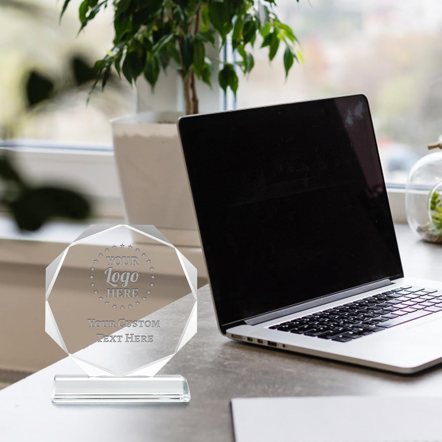 ZALHIN Personalized Crystal Trophy Award - Award for Employees- Plaques Personalized Engraved- Coworker Gift,Employee Appreciation Gift,Retirement Goodbye Farewell Gift (Custom Logo/Engraved)