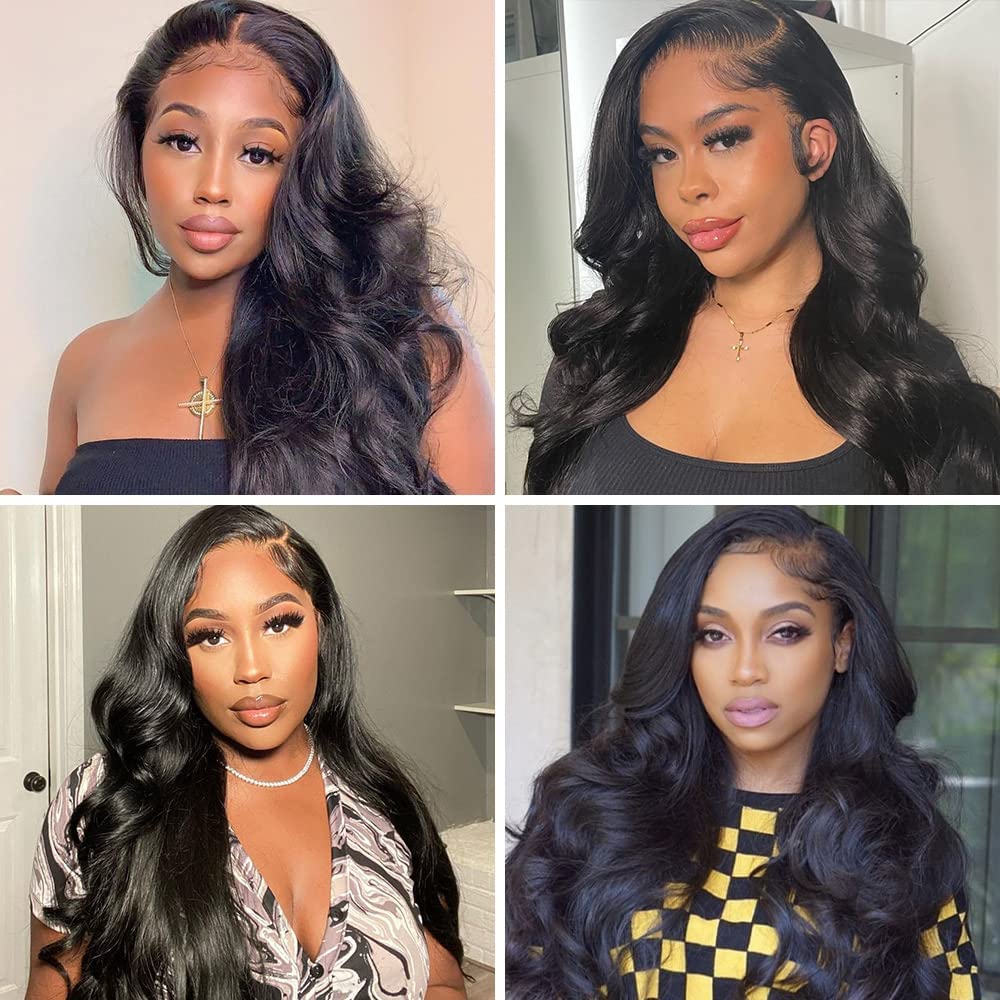 13x4 Body Wave Lace Front Wigs Human Hair For Black Women Hd Lace Front Wigs Human Hair Pre Plucked Bleached Knots with Baby Hair 180% Dentisy GluelessTransparent Lace Wig Brazalian Virgin Hair