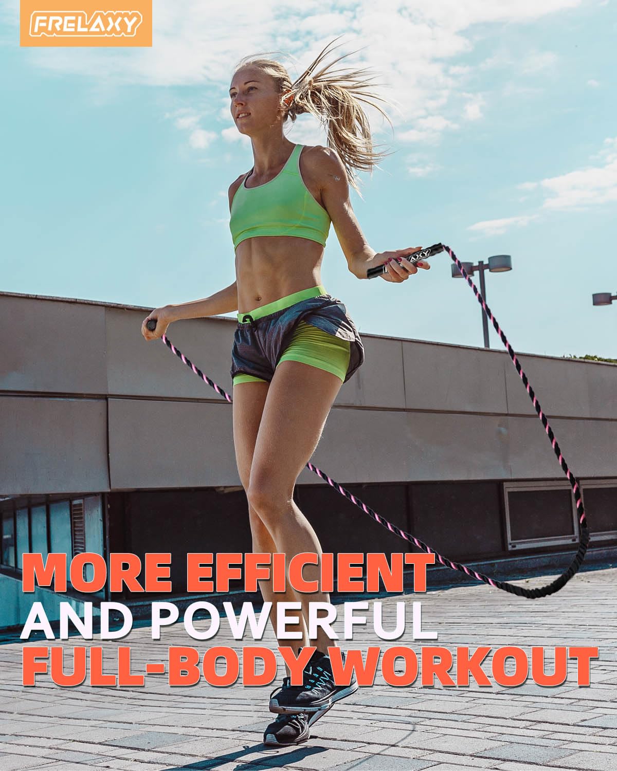 Frelaxy Jump Rope 1LB, Weighted Jump Rope for beginners, Heavy Jump Ropes for Fitness, Total Body Workouts, Weight Loss, Strength Training, Compact Skipping Rope for Home Gym Workout Equipment (Pink)
