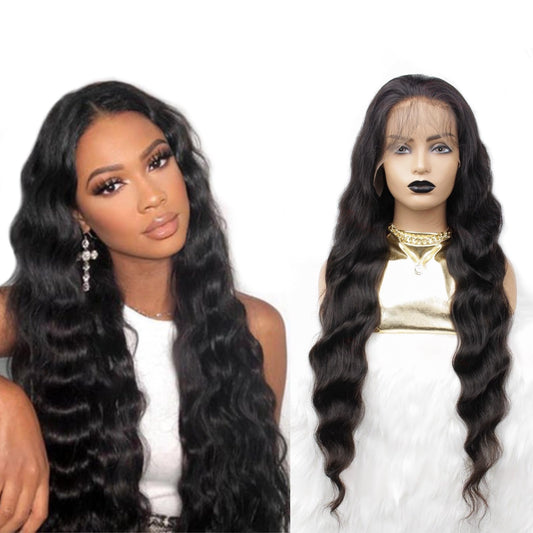 360 Lace Front Wigs Human Hair Pre Plucked,Glueless Virgin Human Hair Wave 360 Lace Frontal Wigs for Black Women With Baby hair (360 lace front wigs human hair loose wave, 22inch)