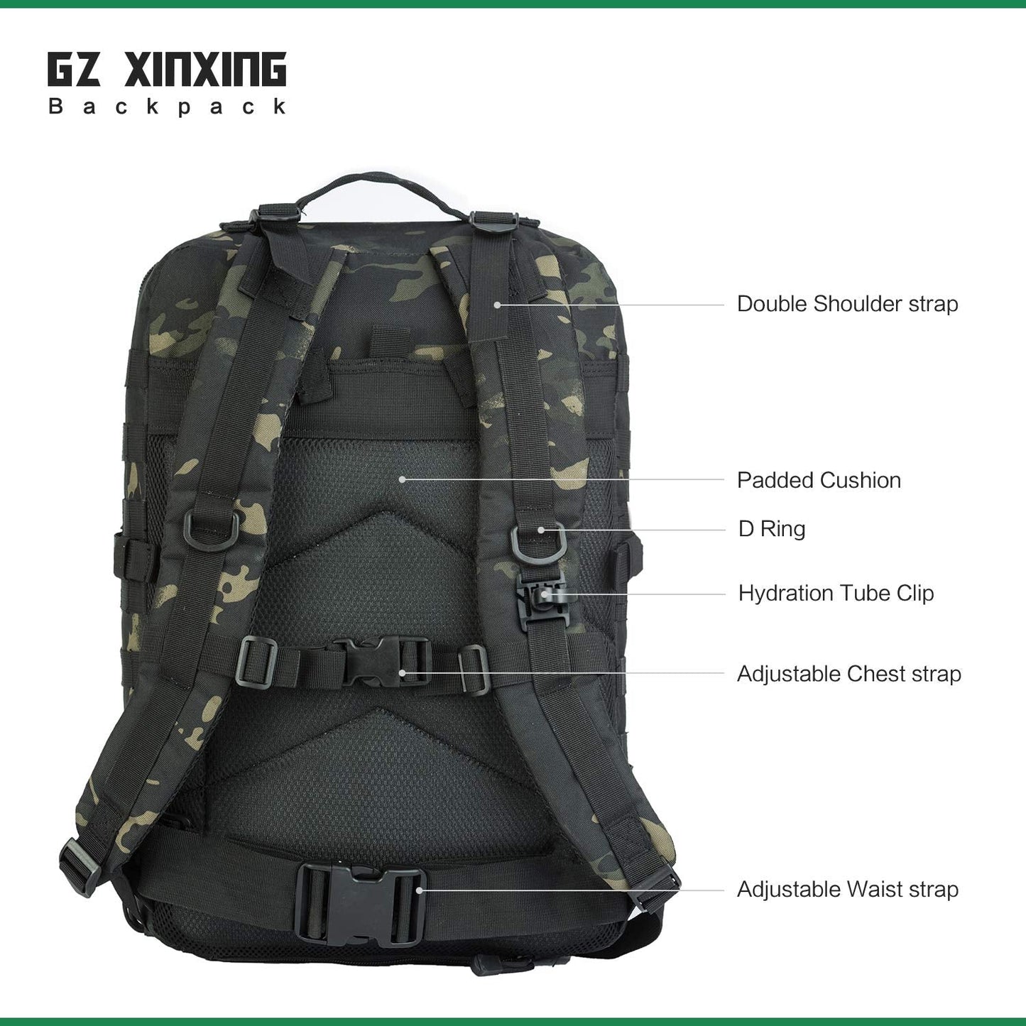 GZ XINXING Military Tactical Backpack Army 3 Day Assault Pack Molle Bug out Bag Backpacks For Men