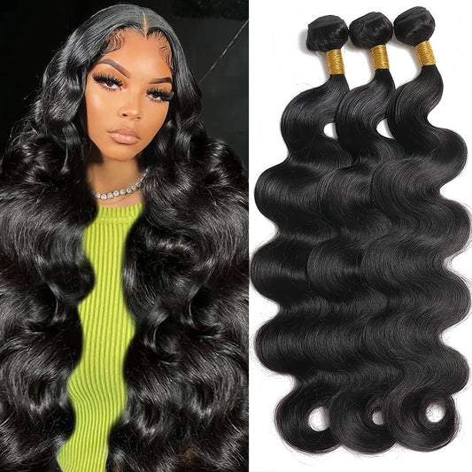 12A Human Hair Bundles 100% Unprocessed Brazilian Virgin Human Hair 3 Bundles 20 22 24 Inch Body Wave Human Hair Bundles Quick Weave Hair Bundles Extensions Hair Natural Black For Women