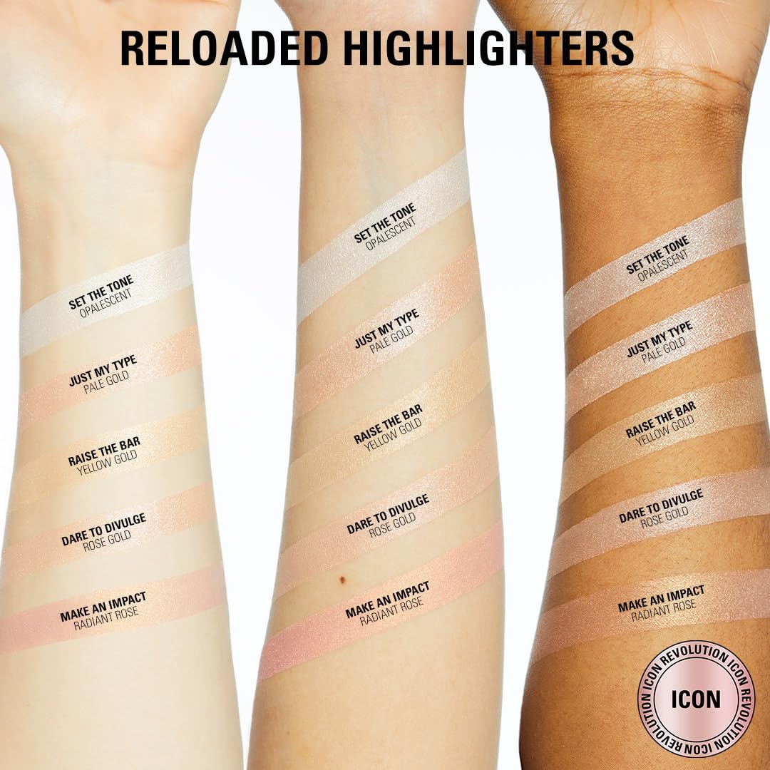 Revolution, Reloaded Pressed Powder Highlighter, Intensely Pigmented for a High Impact Dewy Finish, Raise The Bar, 0.22 Oz