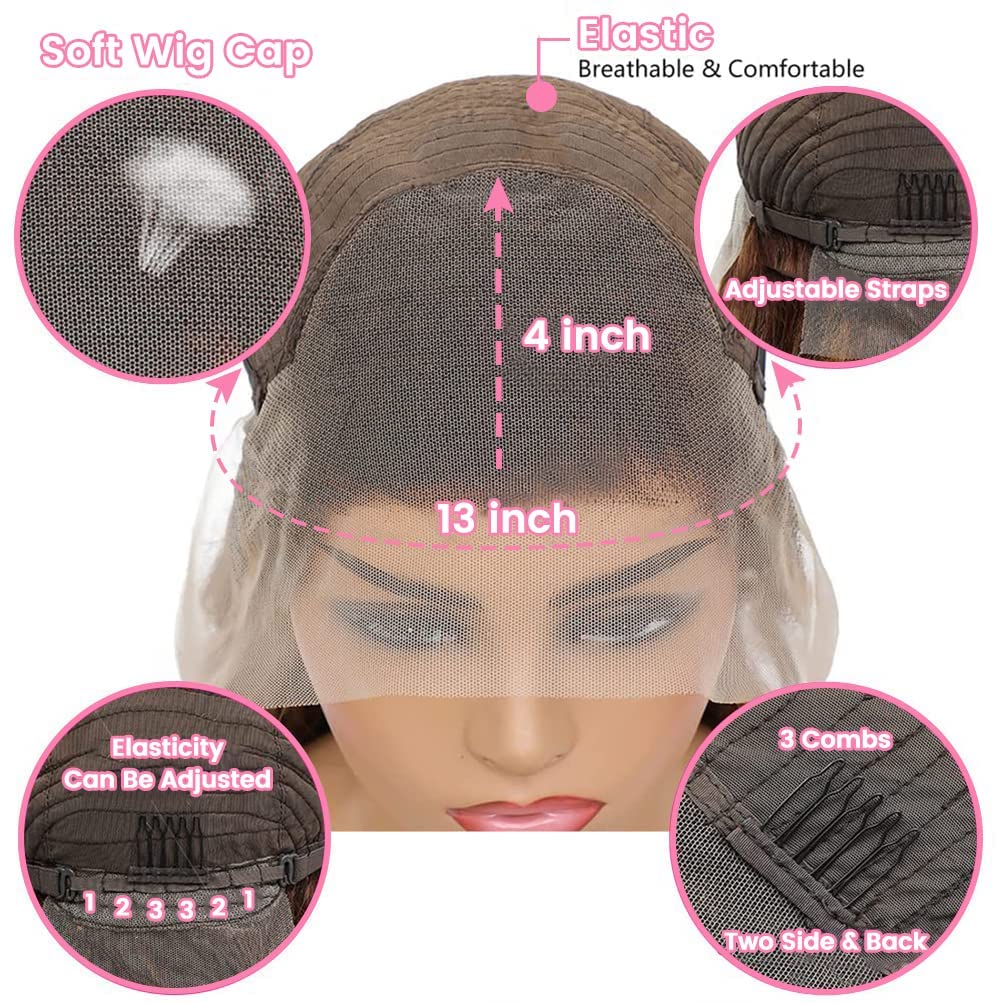 13x4 Ombre Lace Front Wigs Human Hair Pre Plucked for Women Blonde 13x4 Body Wave HD Lace Front Wigs Human Hair 4/27 Colored Brazilain Virgin Glueless Wigs Human Hair With Baby Hair(26in)