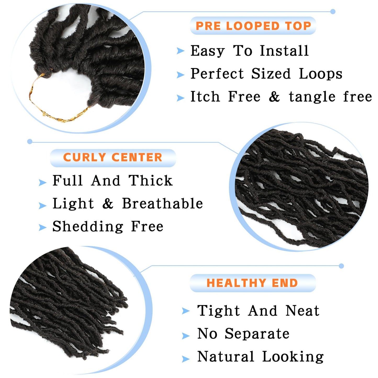 Soft Locs Crochet Hair 22 Inch 7 Packs Pre Looped Faux Locs Crochet Hair For Black Women Butterfly Faux Locs Hair Curly Crochet Loc Extensions(22inch, 7 Packs, 4#)