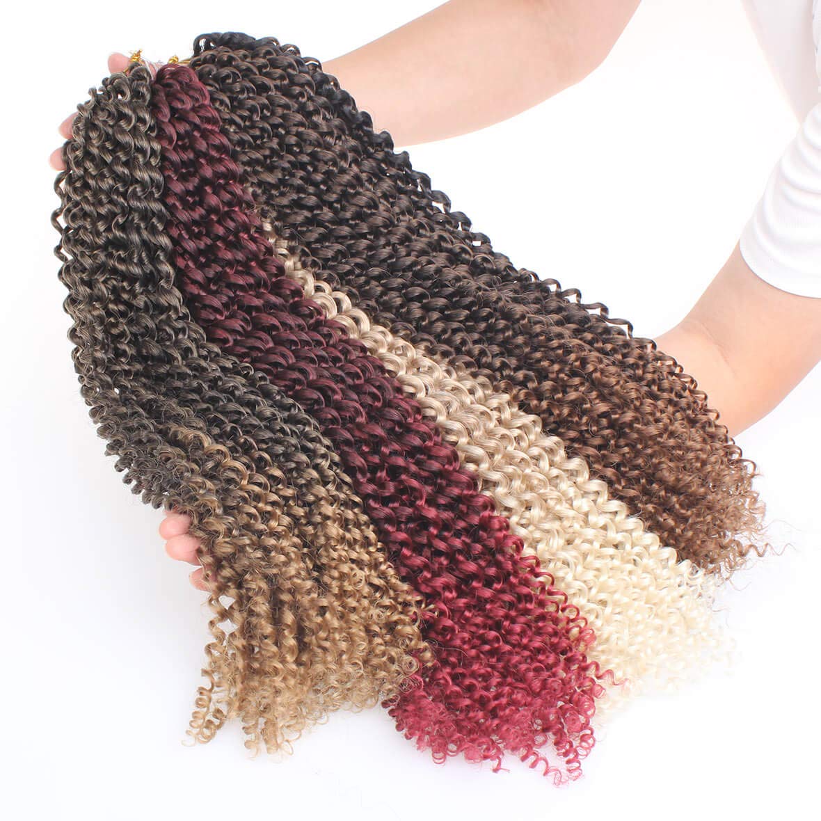 Leeven 18 Inch Ombre Color Water Wave Crochet Twist Hair for Butterfly Locs 2Pcs Curly Passion Twist Crochet Hair For Women Synthetic Bohemian Braiding Hair Extension T30#