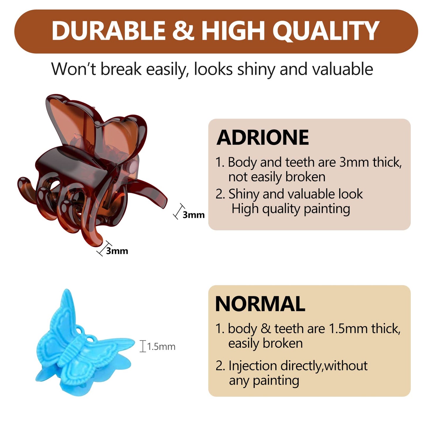 ADRIONE Small Butterfly Hair Clips for Women, 100 Bulk Pack Small Hair Clips for Women Mini Hair Clips Small Claw Clips Mini Butterfly Clips for Hair Bangs Hair Clip Mini Claw Clips for Thin Fine Hair