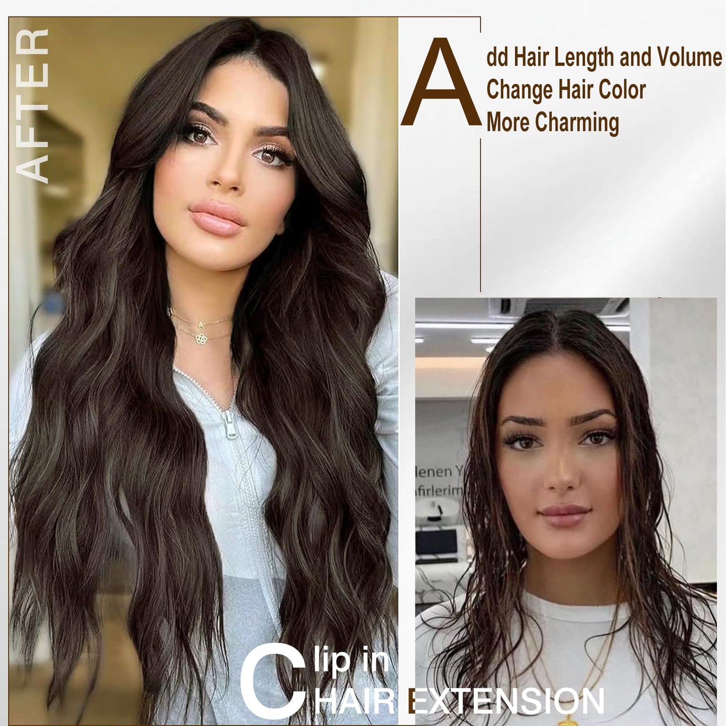 Clip In Hair Extensions Long Wavy Hair Extensions 4PCS Grey Clip Ins for Women Soft and Natural Gray Synthetic Hairpieces