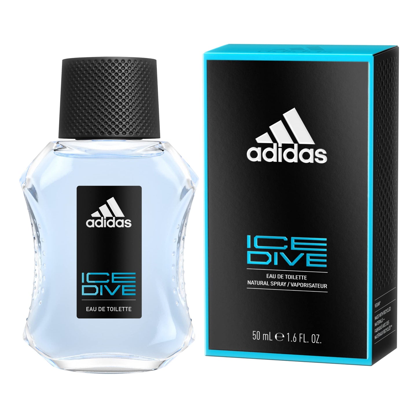 adidas Ice Dive Eau de Toilette 1.7 fl oz (Pack of 1), Notes of Lavender, Sandalwood, and Vanilla, Men's Fragrance, Long Lasting, Sporty Fragrance, Travel Size