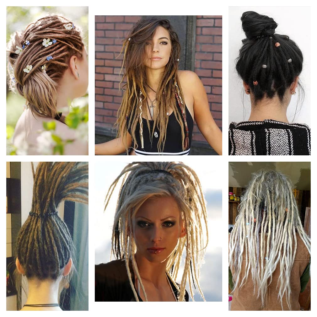 20" Double Ended Dreadlock Extensions 15 Strands Golden Brown DE Soft Synthetic Handmade Braid Dread Extensions