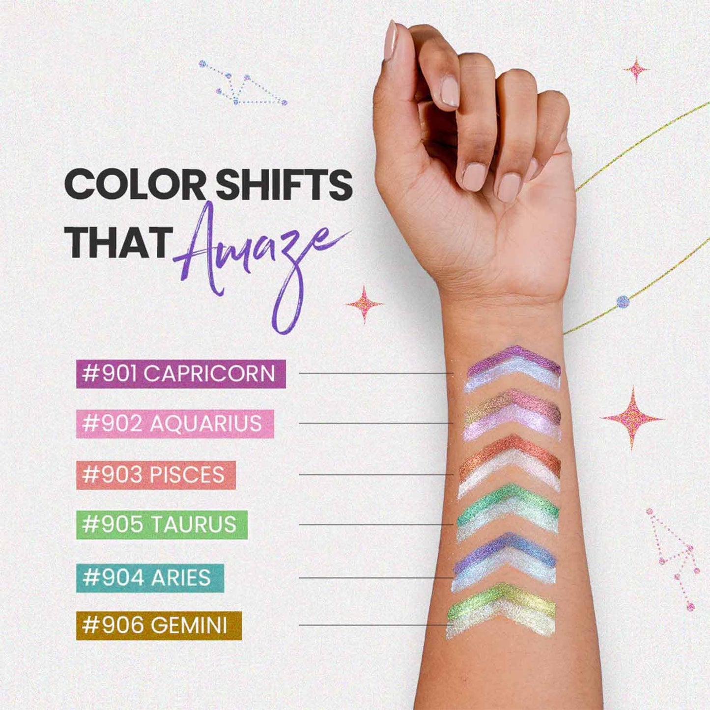 CHARMACY Multichrome 2 in 1 Cream Eyeshadow Stick, Waterproof Eye Brightener Highlighter Stick Makeup, High Pigmented, Smudge-Proof, Vegan & Cruelty-Free (#903)