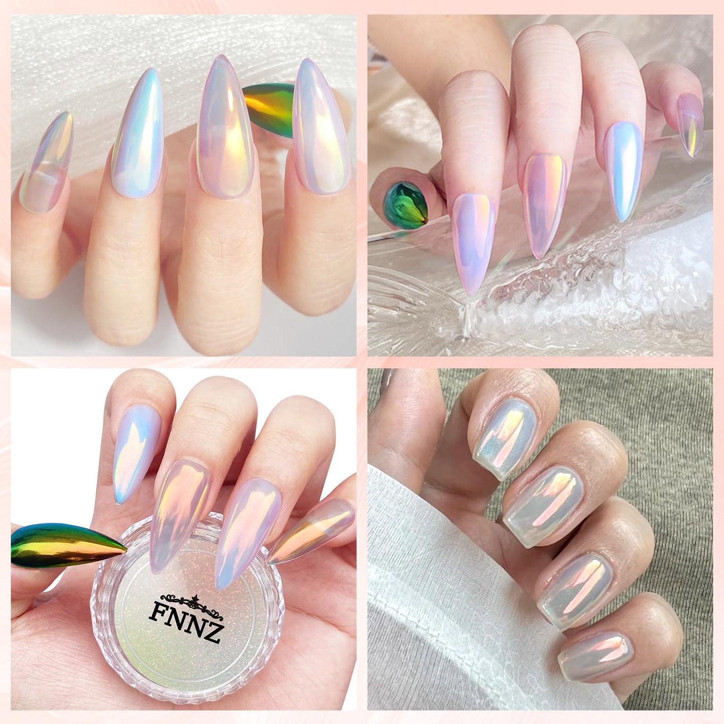 FNNZ Unicorn Chrome Nail Powder, Aurora Unichrome Mermaid Aurora Nail Powder Pigment Pearlescent Nail Art Glitter Decoration for Home DIY Nail Salon Manicure - Butterfly Elves